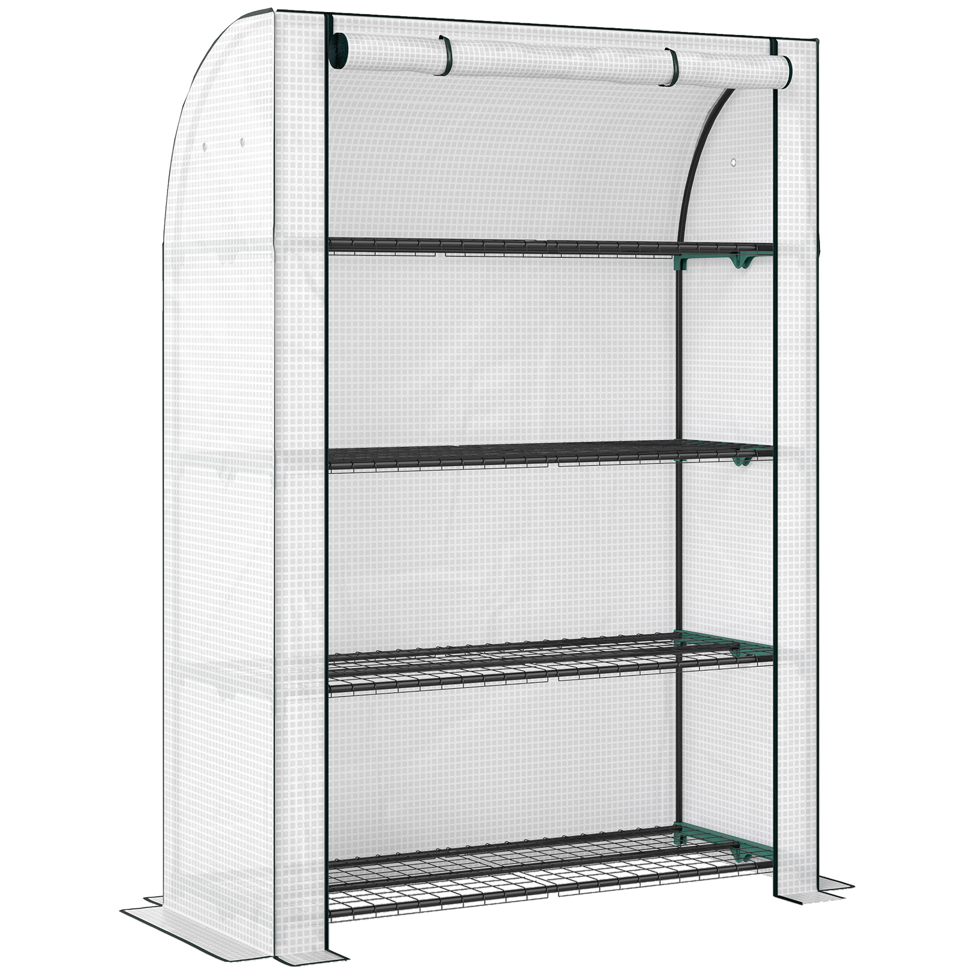 Outsunny Mini Greenhouse with Reinforced PE Cover, Portable Indoor Outdoor Green House with Roll-up Door, 170 x 120 x 50cm, White Outsunny Mini Greenhouse with Reinforced PE Cover, Portable Indoor Outdoor Green House with Roll-up Door, 170 x 120 x 50cm, White