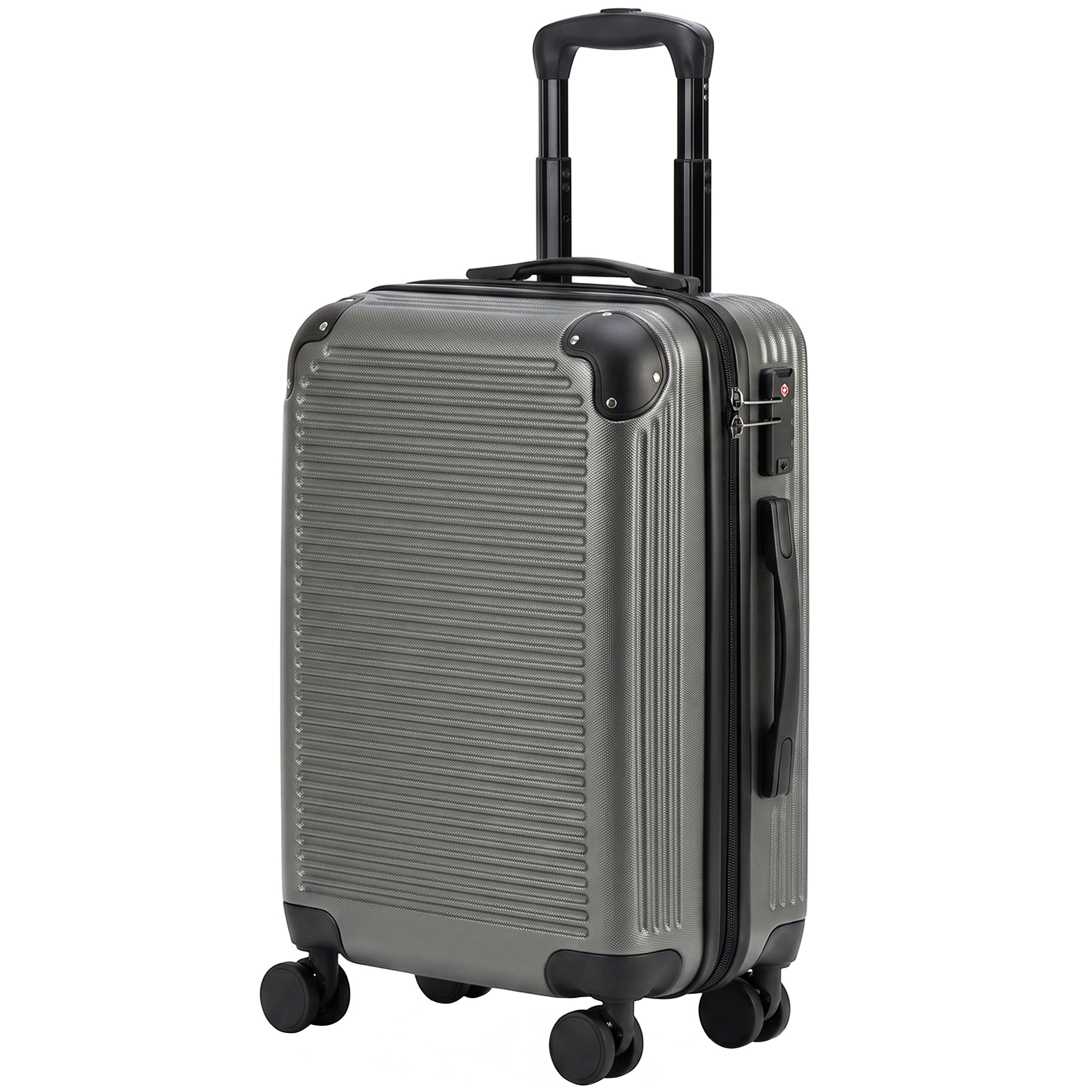 HOMCOM Handgepäck Koffer, 56 cm Hartschalen Reisekoffer Kabinenkoffer mit 4 Rollen und Teleskopgriff, TSA-Schloss, Erweiterbar, Leicht, Dunkelgrau Aosom