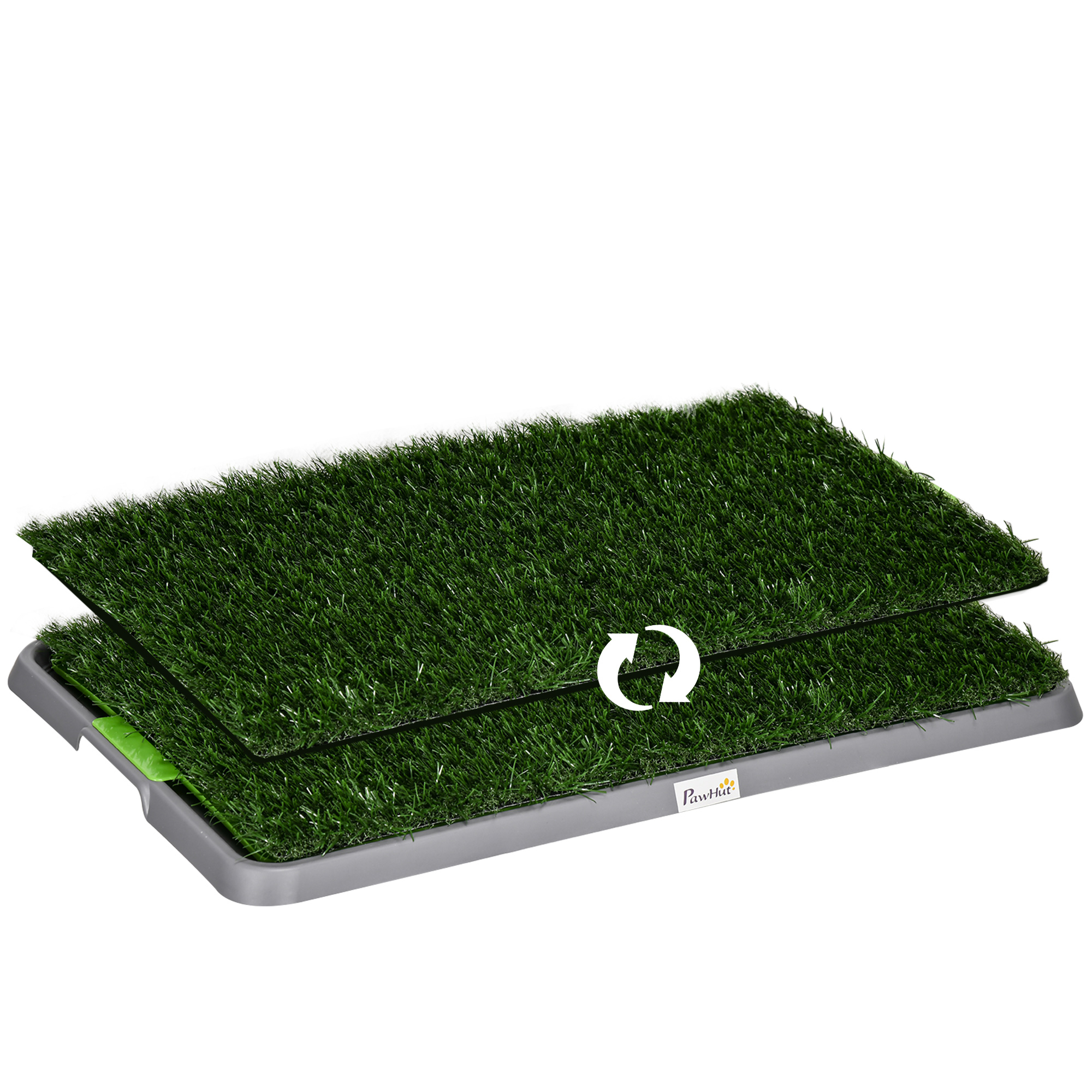PawHut Hundetoilette Hundeklo mit 2 Grasmatten, Tablett für Töpfchentraining, Welpentoilette Indoor Outdoor, grün 67 x 41 cm   Aosom.de
