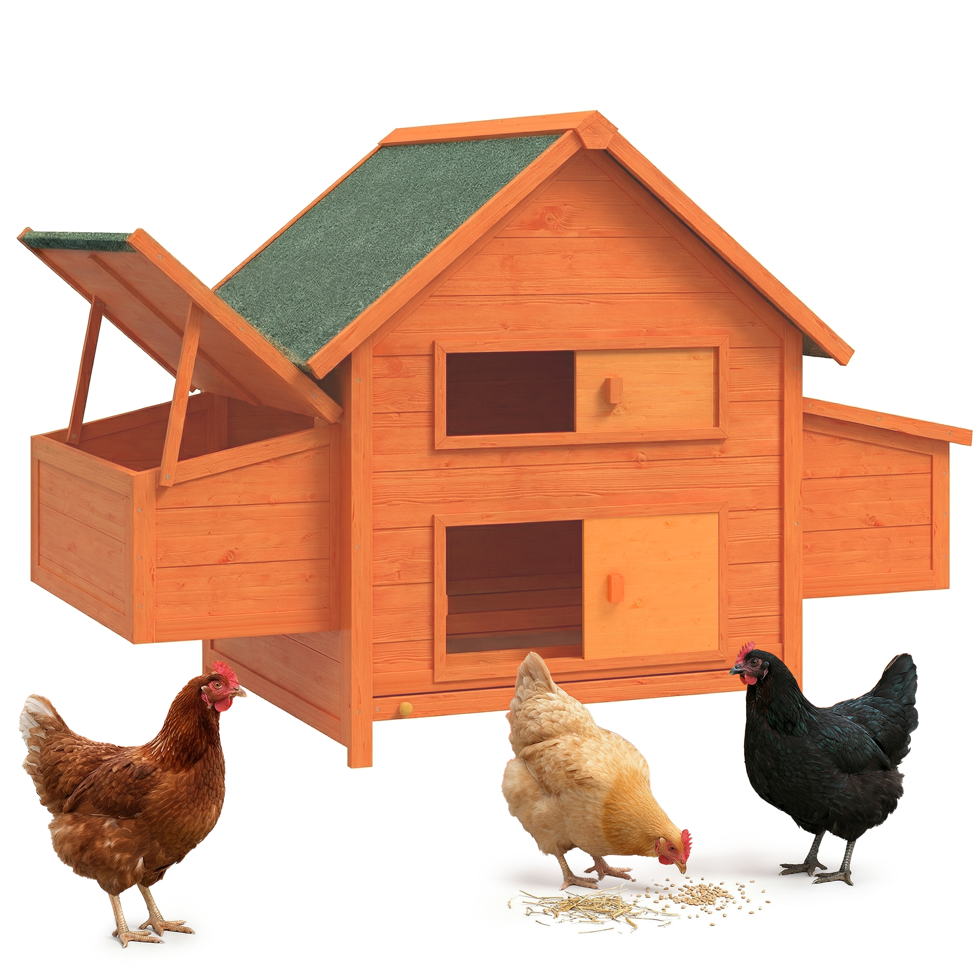 PawHut Pollaio in Legno con Tetto Impermeabile per 4 Galline, Gabbia per Galline, 160x98.5x107cm Aosom Italy PawHut Pollaio in Legno con Tetto Impermeabile per 4 Galline, Gabbia per Galline, 160x98.5x107cm Aosom Italy