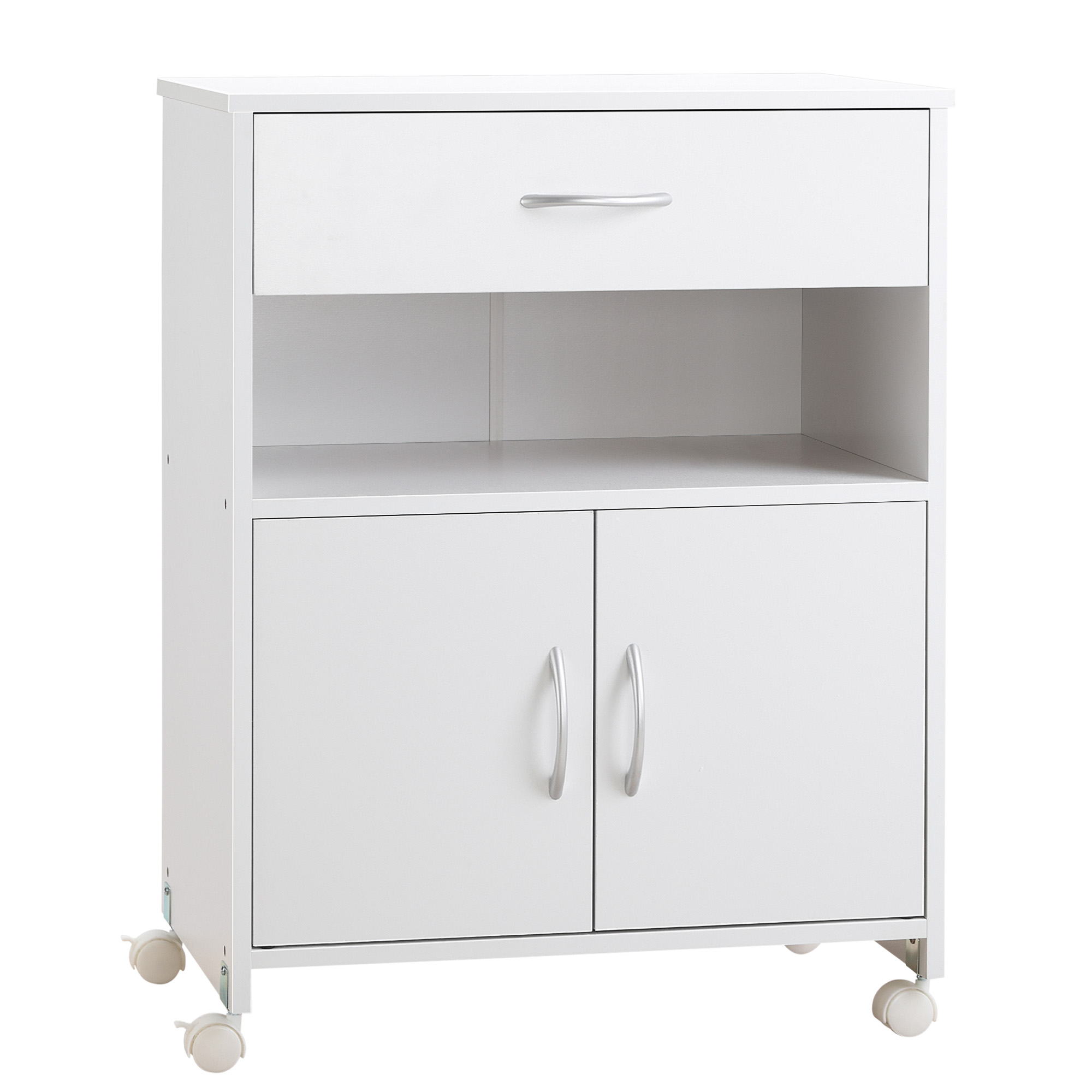 Vinsetto Armario para Impresora con Ruedas Cajón 2 Puertas Estante Salón Oficina Estudio 60x39x80 cm Blanco Espacioso | Aosom España