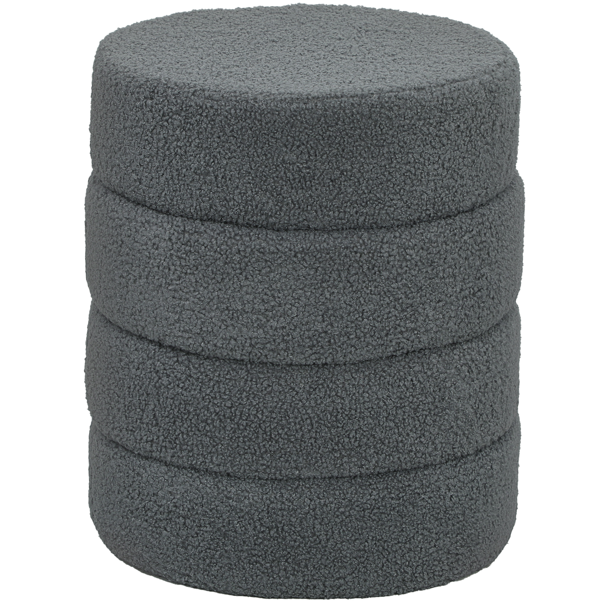HOMCOM Hocker Rond Teddyfleece Bekleding Metalen Frame Antislip Voeten Draagvermogen 120kg Φ40x45cm Donkergrijs Geen Montage | Aosom.nl