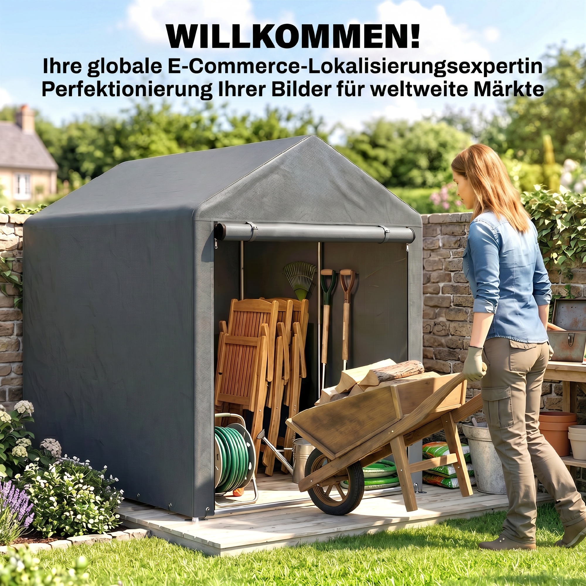 Aiakuur, hoiutelk, vastupidav ja ilmastikukindel, terasraam, 1,2x1,8x1,6m, tumehall