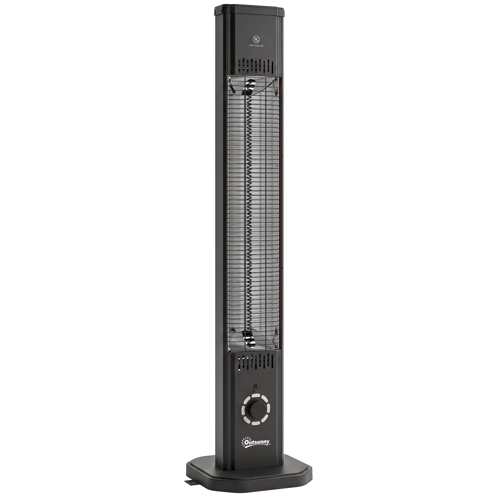 Outsunny Infrarot Heizstrahler 2000W Carbonfaser Standheizstrahler mit Fernbedienung 8 Heizstufen Schutzhülle Timer Kippschutz 2-in-1 Wandmontage IP65 elektrisch Terrassenstrahler für Innen Außen Aosom