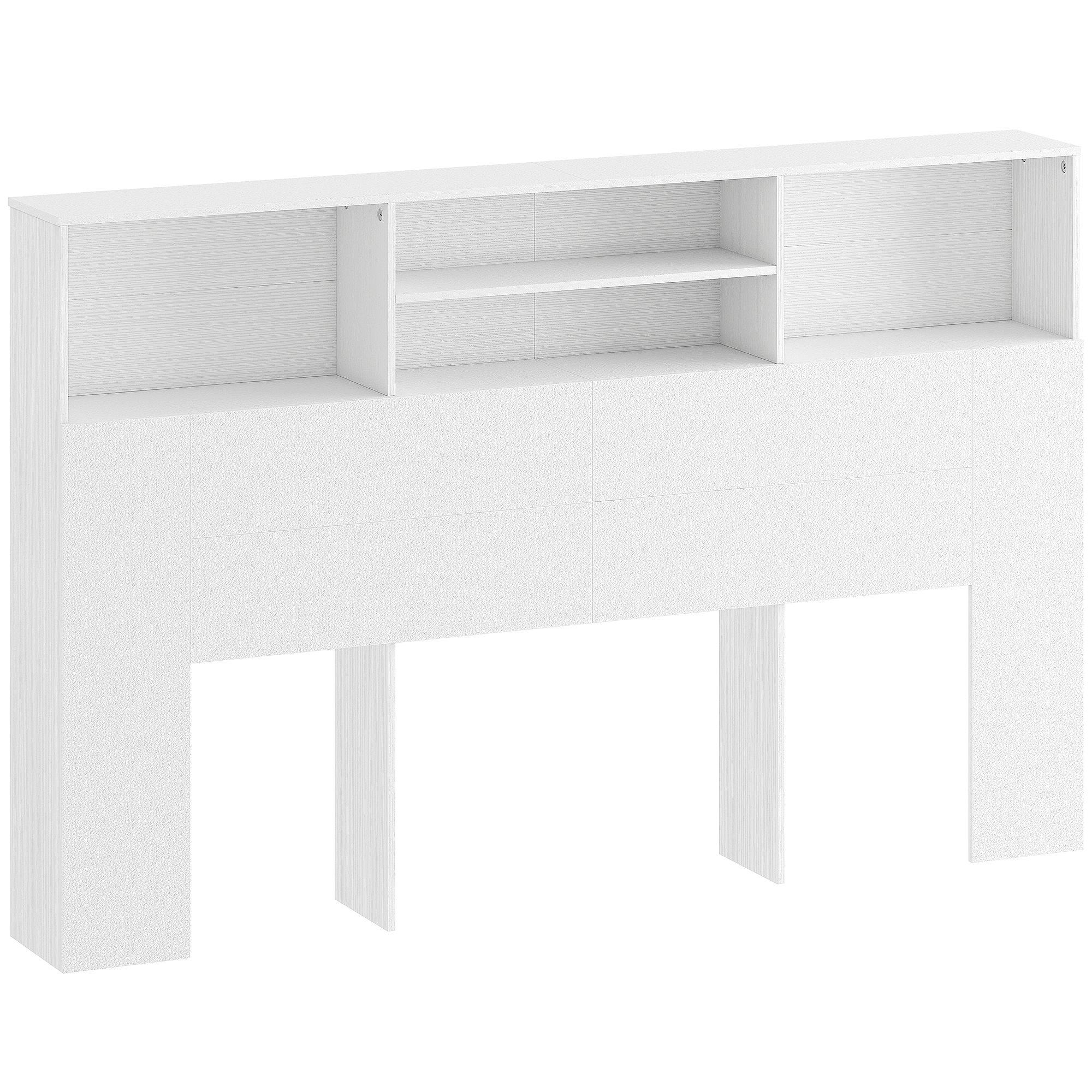 HOMCOM King-Size Headboard with Storage, Freestanding Bed Headboard with 4 Open Compartments for Bedroom, White