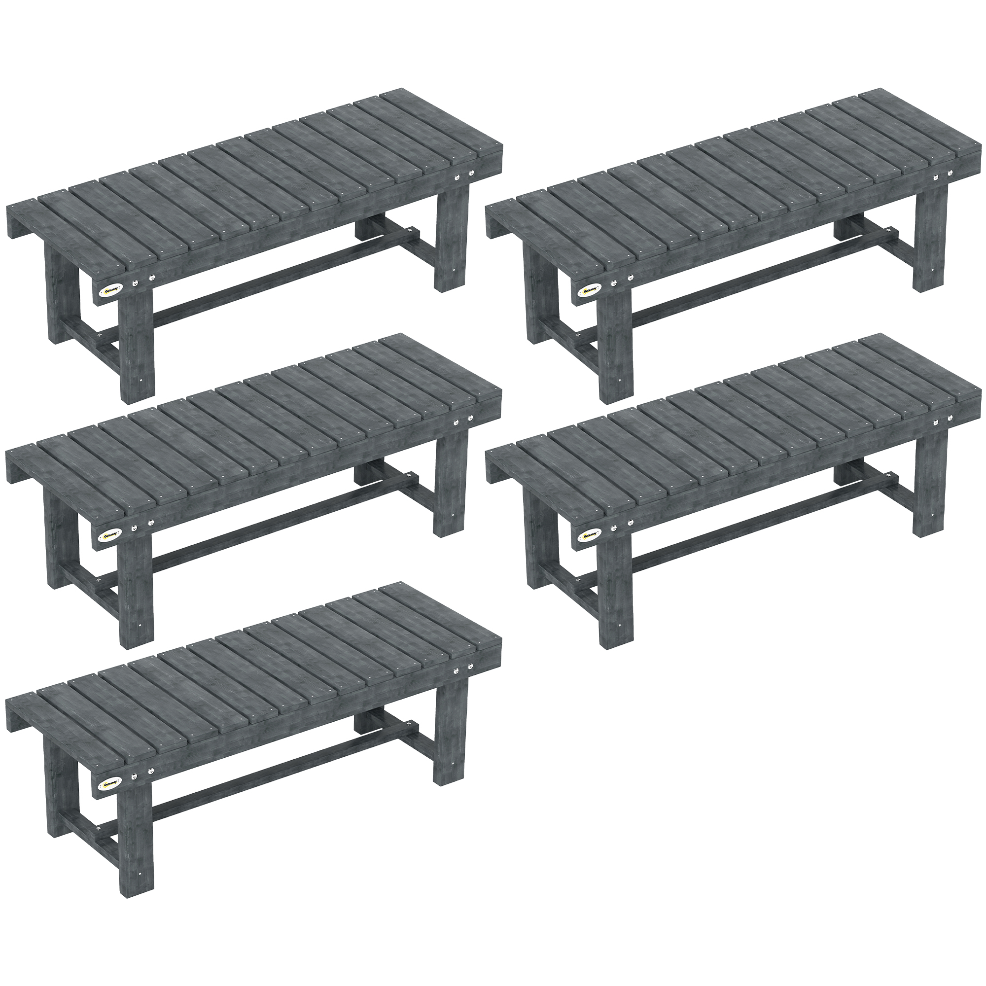 Outsunny Grey 2-Seater Garden Wooden Bench,