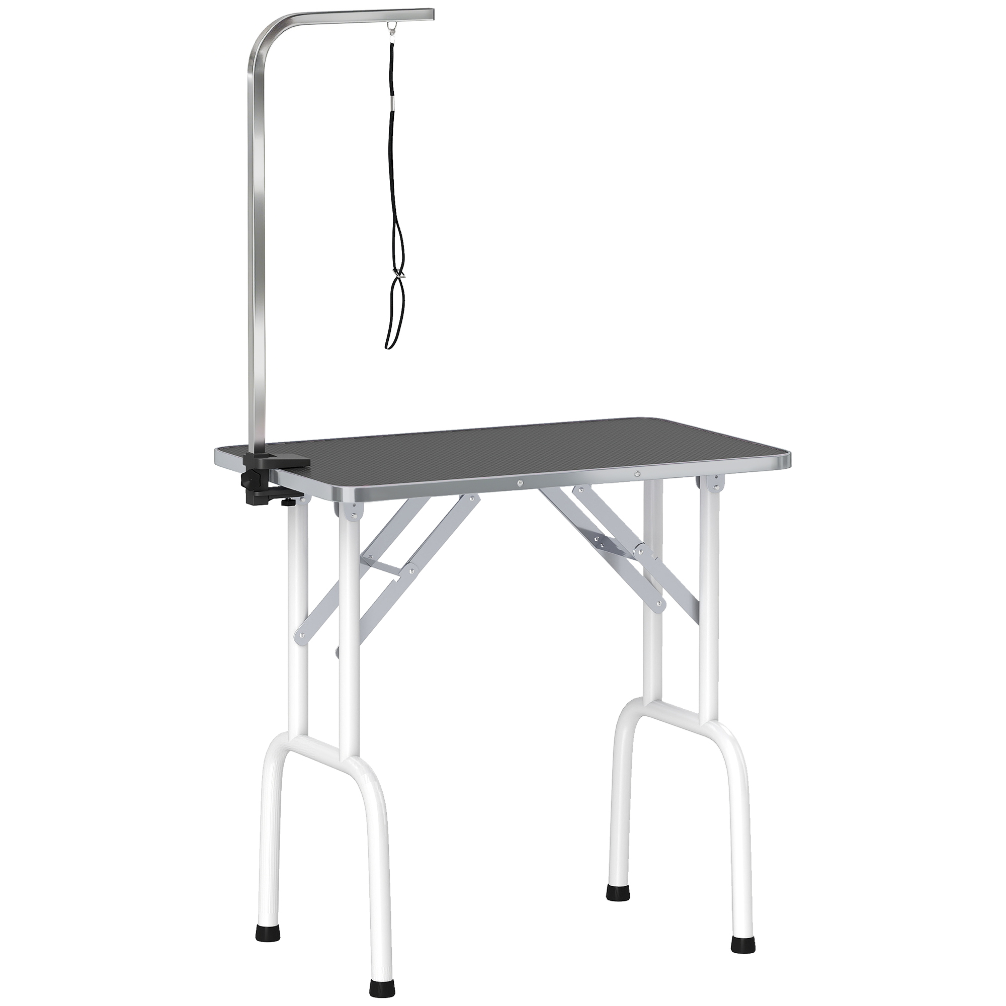 PawHut Trimmtisch für Hunde Hundepflegetisch mit Schlinge klappbar Stahlbeine rutschfest Tischplatte Haustierpflegetisch Pflegetisch für Haushaltsbaden Haartrocken Haarschneiden 81x48,5x80 cm Schwarz Aosom