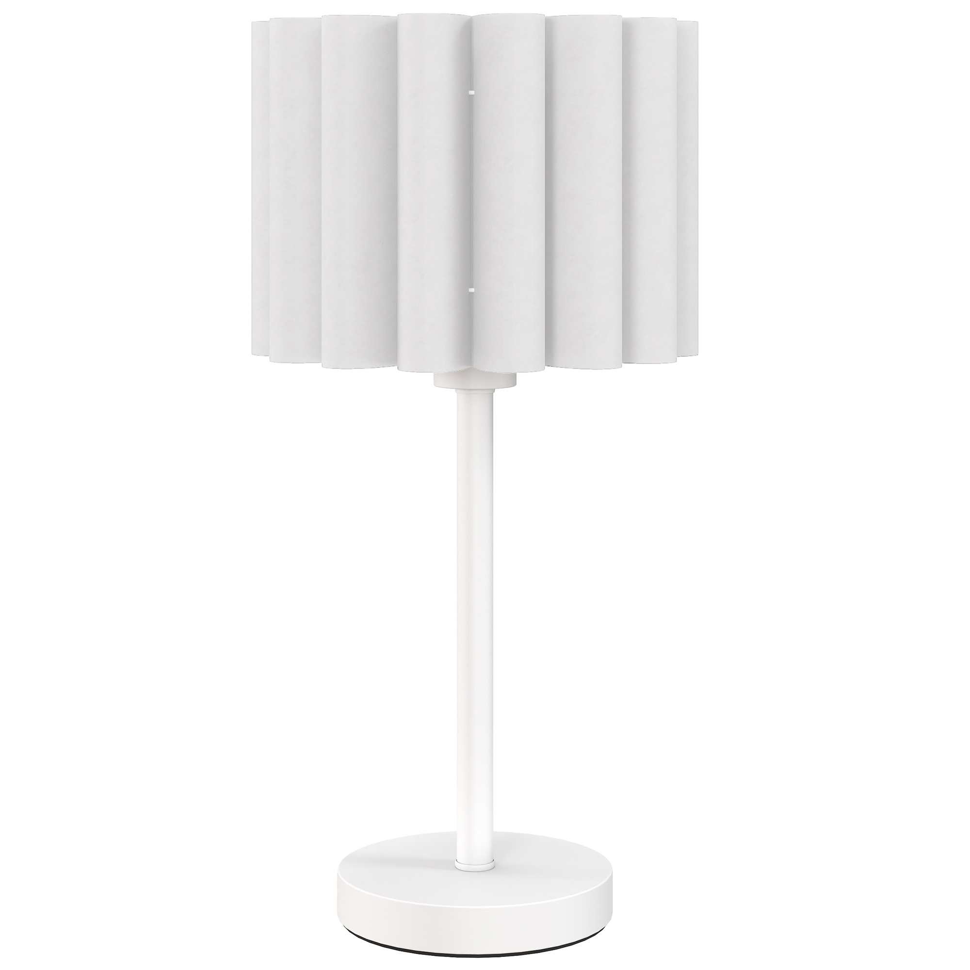 HOMCOM Tischlampe, Tischleuchte mit Wellen-Lampenschirm, E27-Fassung, Knopfschalter, Nachttischlampe für Wohnzimmer, Spielzimmer, Weiß, exkl. Glühbirne Aosom