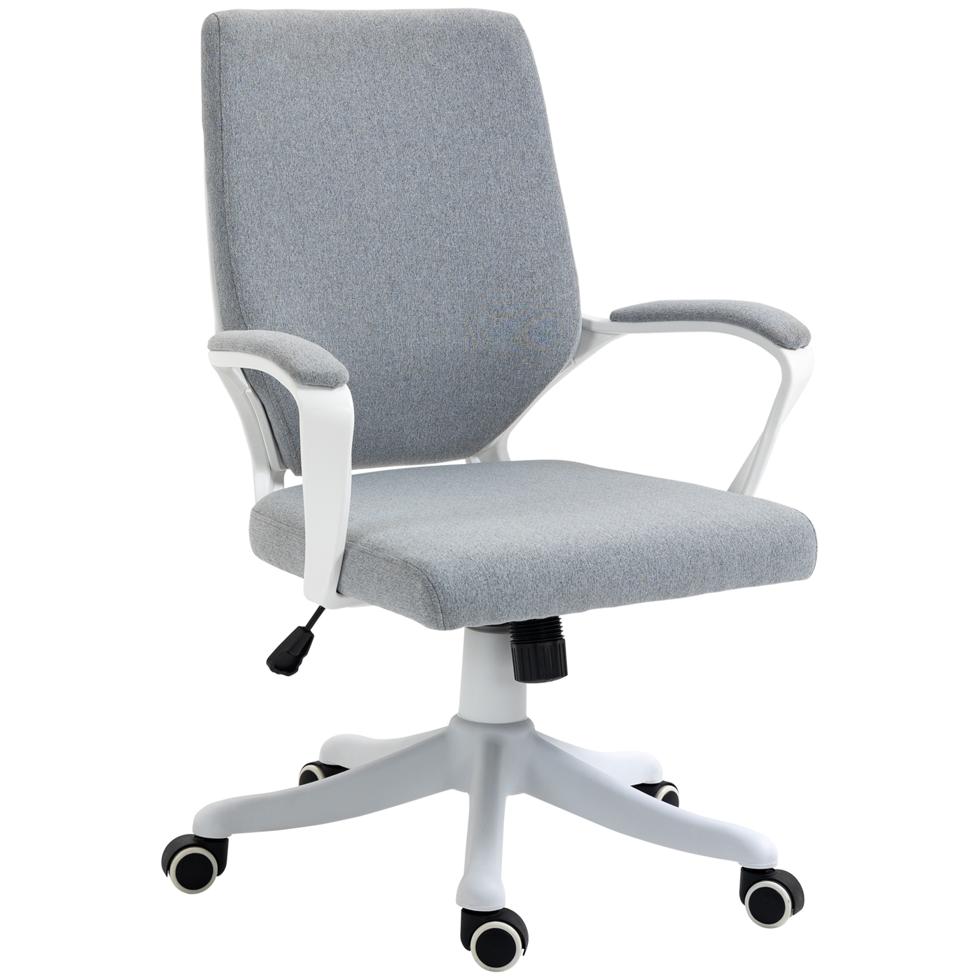 Vinsetto Bürostuhl mit Lendenwirbelstütze, höhenverstellbarer Schreibtischstuhl mit Wippenfunktion, ergonomisch, Polyester, Grau Aosom