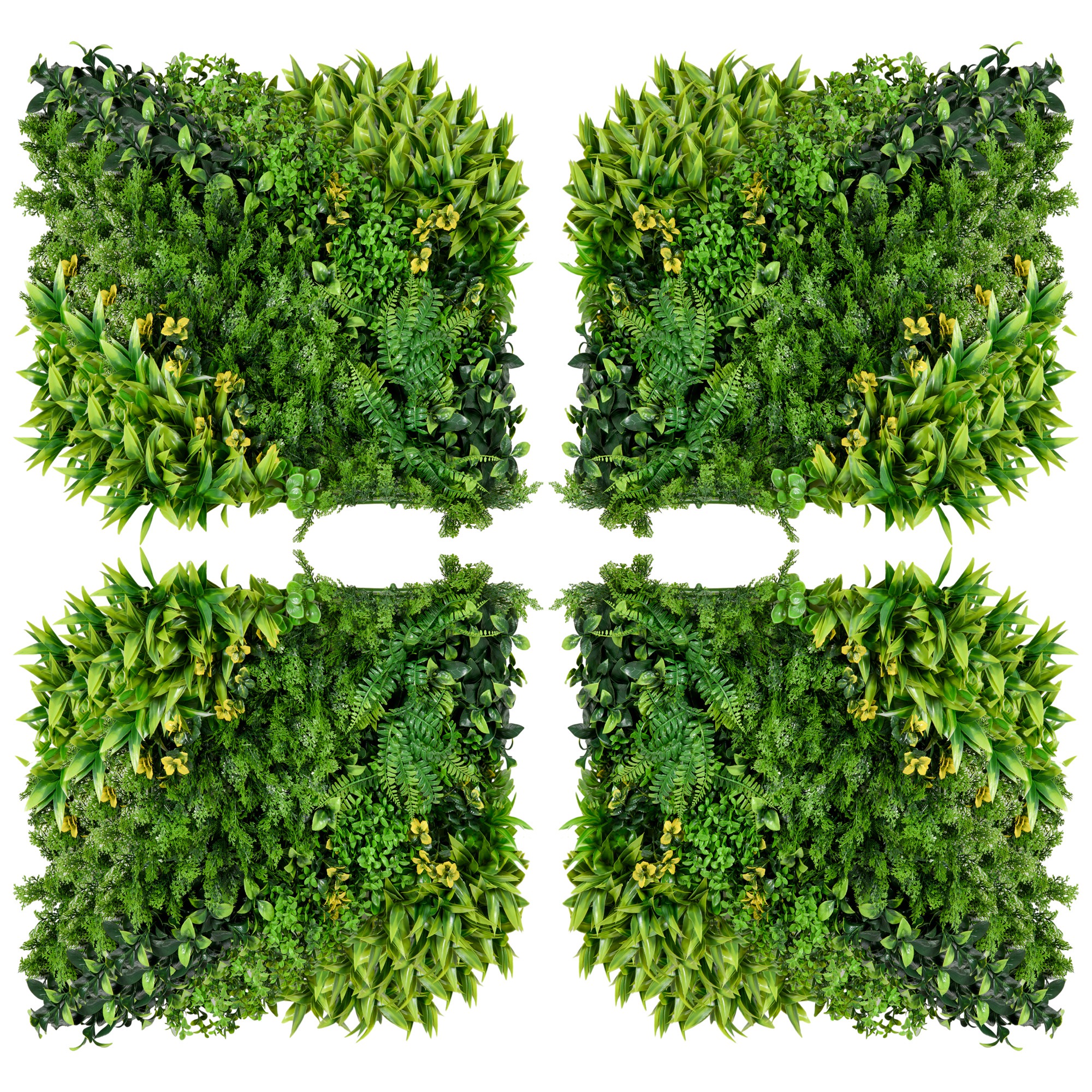 Outsunny Künstliche Pflanzenwand 12 Stück UV-Schutz Sichtschutz 50x50 cm mehrblättriges Design für Garten Balkon Terrasse Aosom.de