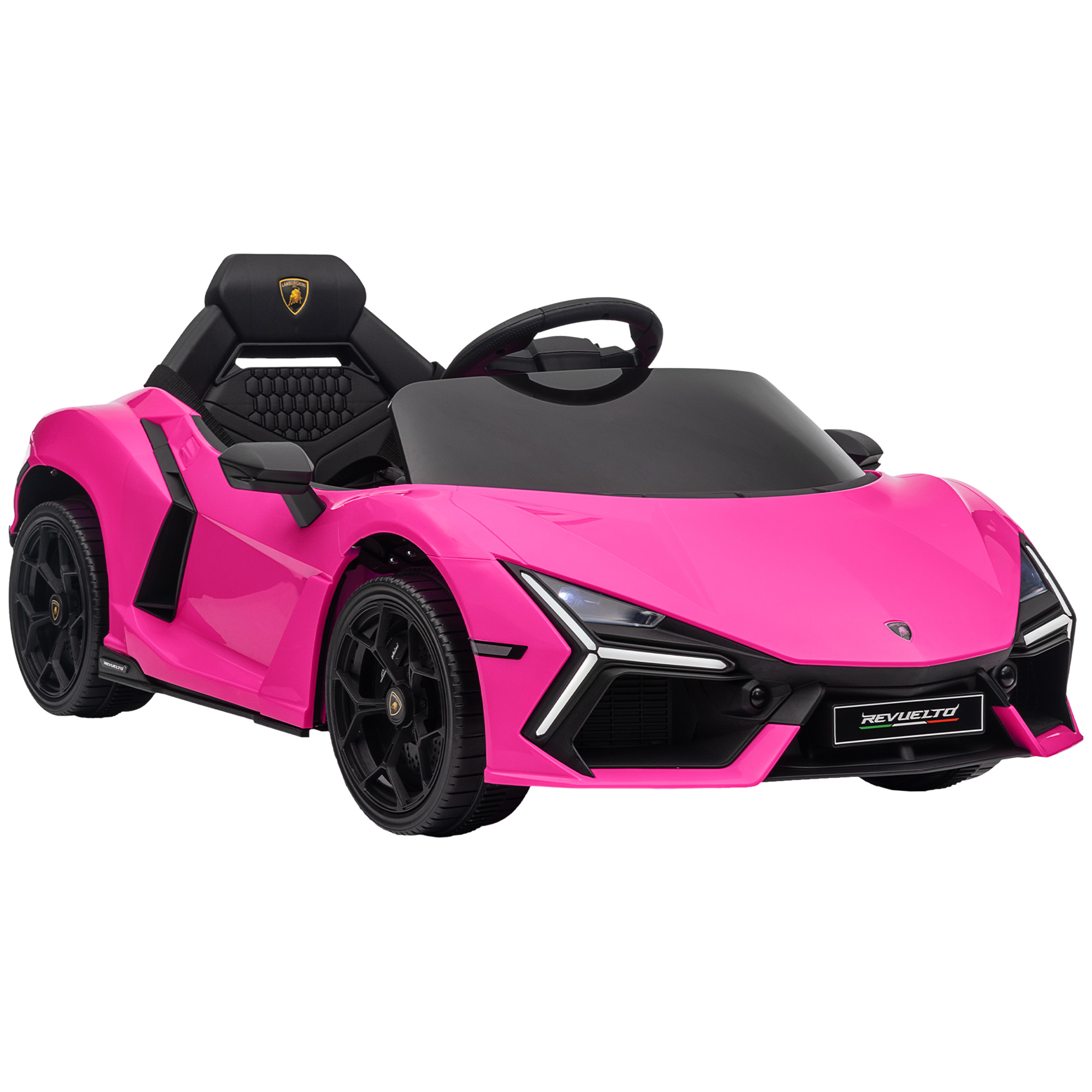 AIYAPLAY Lamborghini Revuelto Licensed 12V Ride on Car w/ Butterfly Doors, Transport Wheels, Suspension, Remote Control, Pink Aosom UK