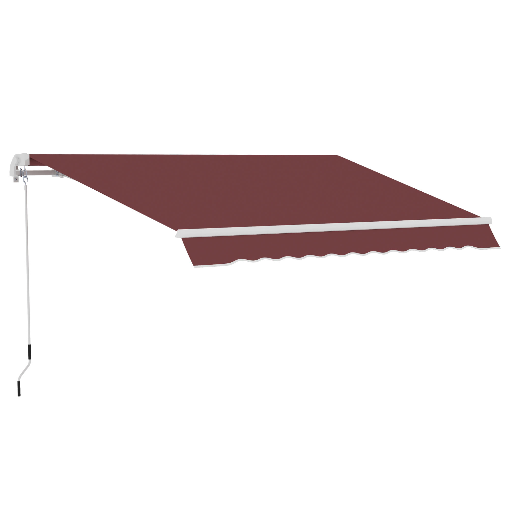 Outsunny Toldo Retráctil Manual 3,5x2,5 m con Ángulo Ajustable Manivela Estructura de Aluminio y Protección UPF30+ Rojo Vino