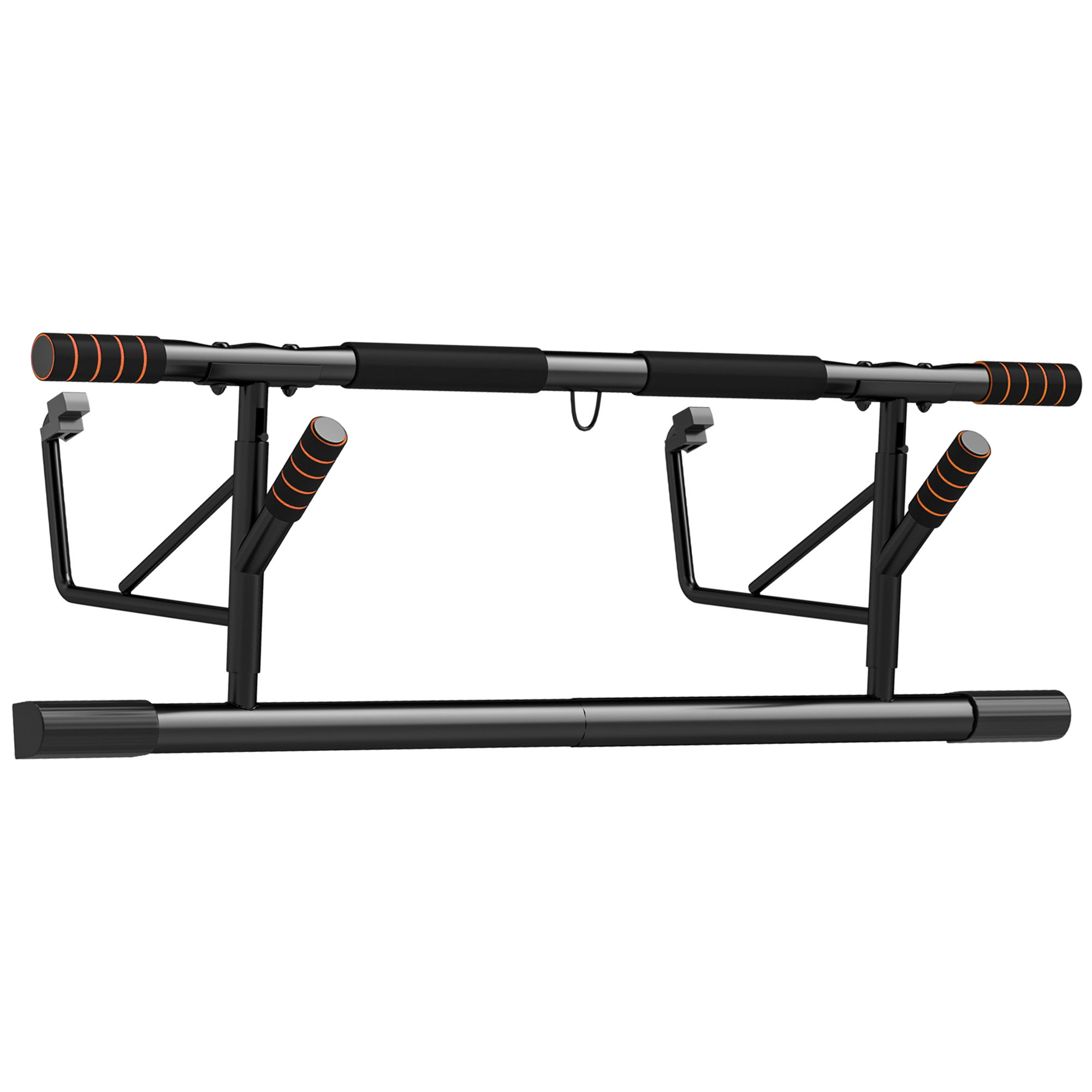 SPORTNOW Barra de Elevação Multifuncional Barra de Elevação de Parede com Bandas Elásticos de Resistência 100x50x27 cm Preto e Laranja Aosom