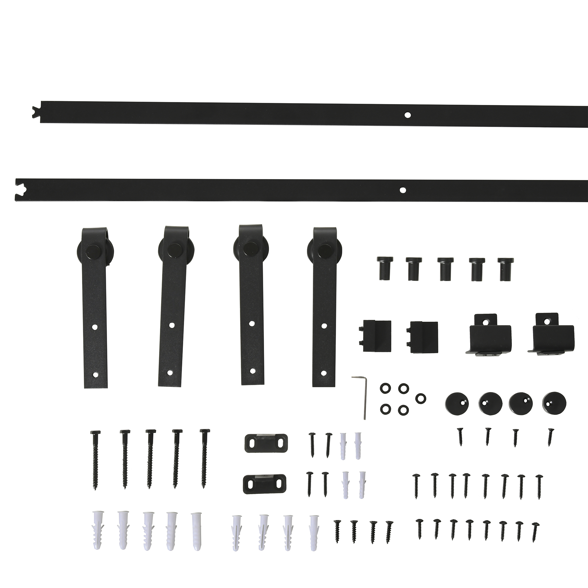 Homcom - Schiebetürsystem Laufschiene Einzelschiebetür Set für Holzschiebetür Zubehör Kohlenstoffstahl Schwarz 183 cm x 06 cm x 18 cm - Schwarz