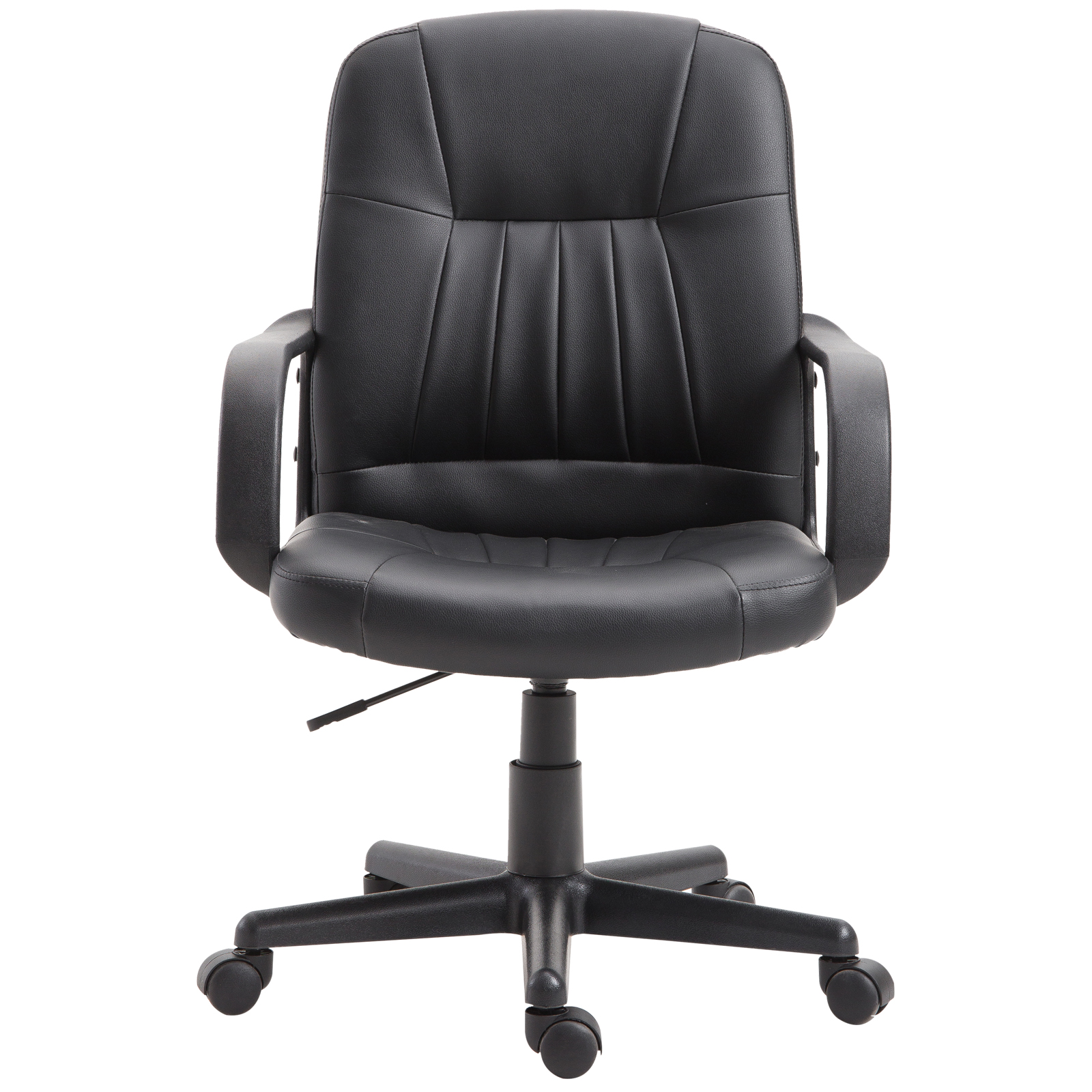Vinsetto Silla de Oficina Giratoria Sillón de Escritorio Ergonómico con Ruedas Altura Ajustable Negro Material PU 60x60x90-99cm | Aosom España