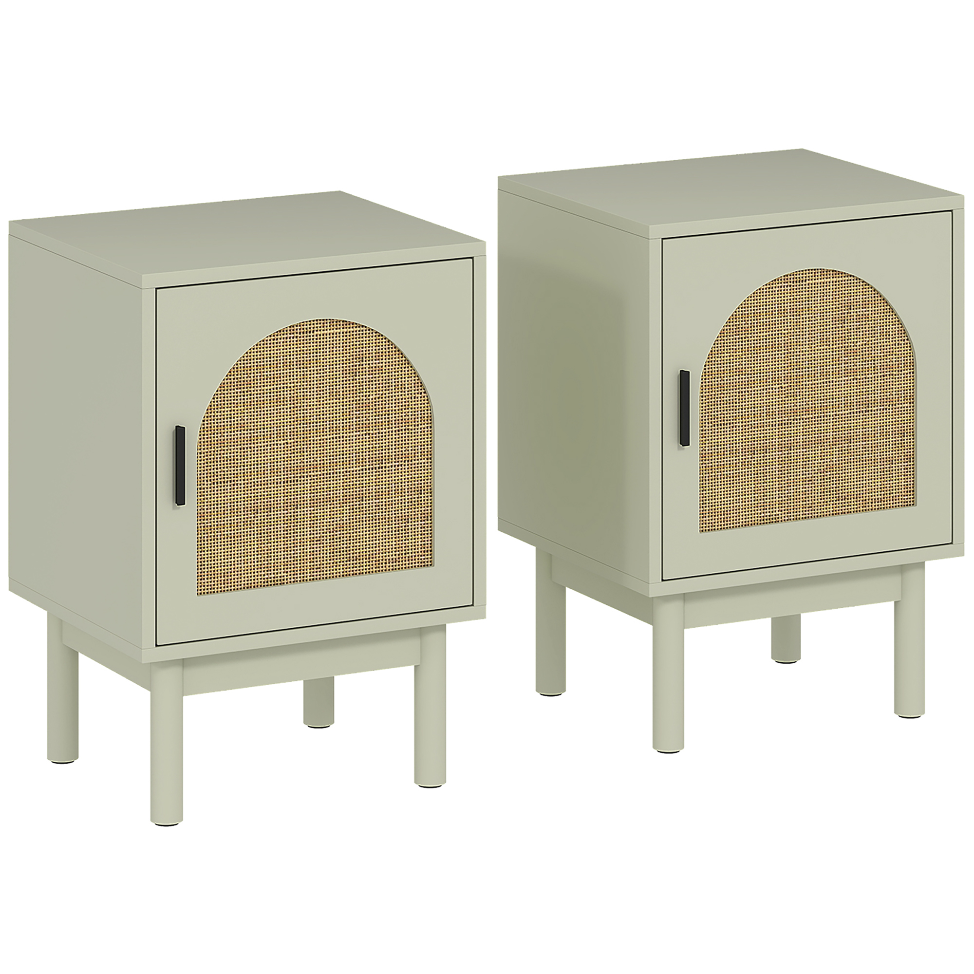 HOMCOM 2-Piece Rattan Bedside Table for Bedroom – Light Green HOMCOM 2-Piece Rattan Bedside Table for Bedroom – Light Green