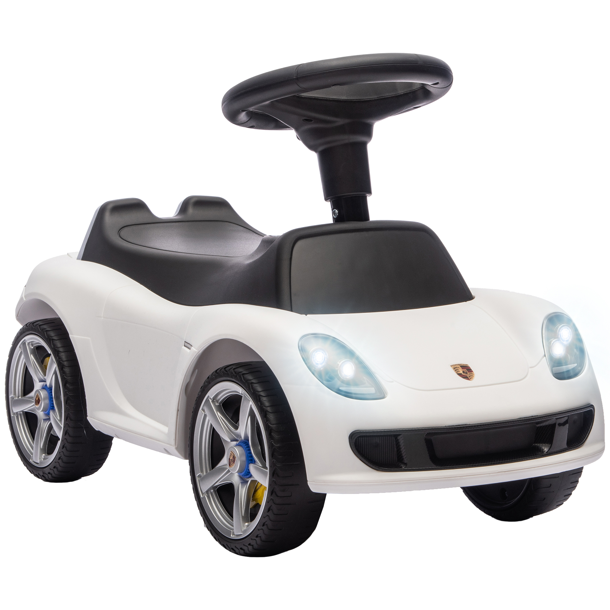 AIYAPLAY Rutschauto Kinder Porsche Rutschfahrzeug mit Hupe Licht Motorgeräuschen, Aufsitzauto Kinderfahrzeug für Kinder von 18-36 Monaten, Weiß Aosom