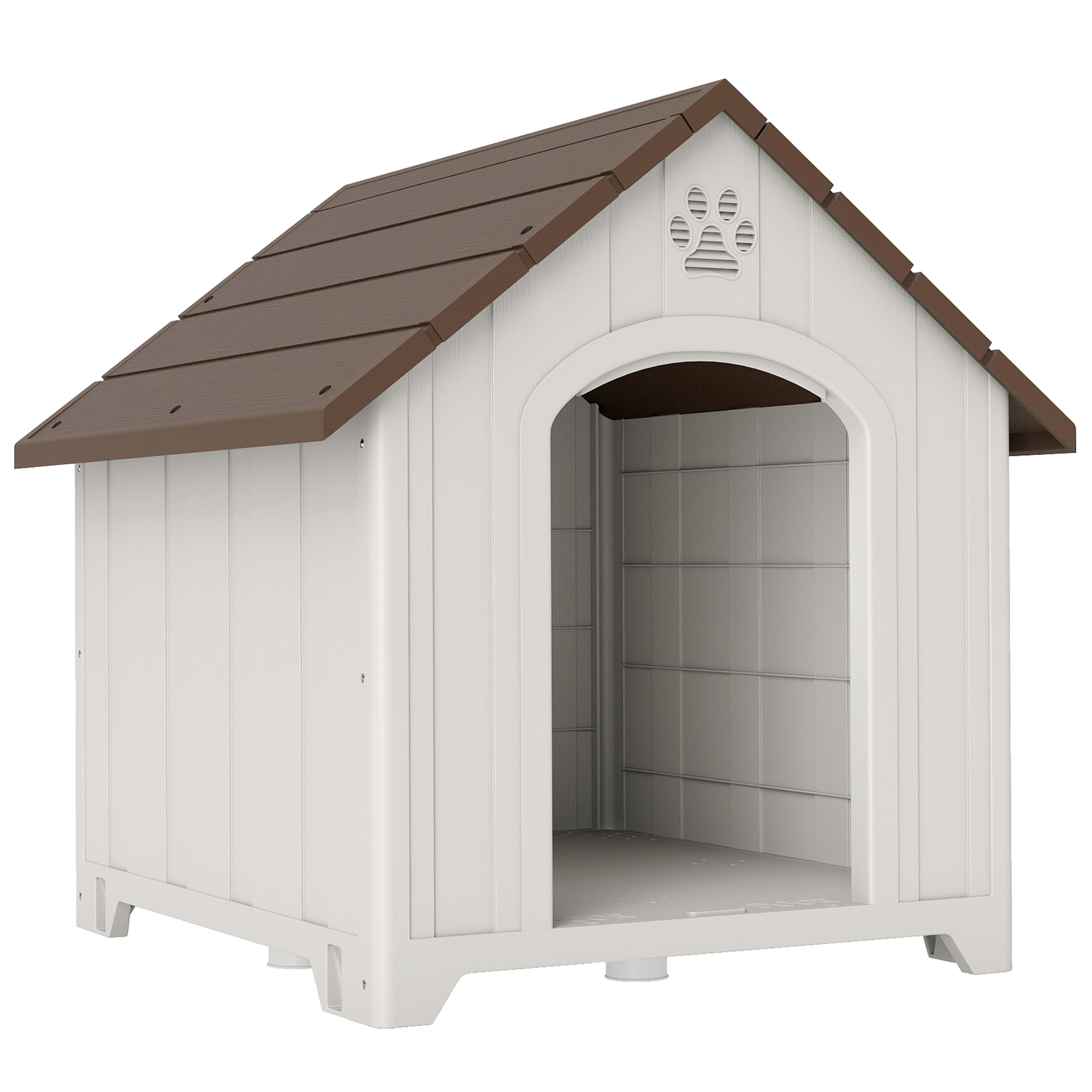 PawHut Niche pour chien extérieur, maison chien en polypropylène imperméable, ventilé, plancher surélevé, gris clair PawHut Niche pour chien extérieur, maison chien en polypropylène imperméable, ventilé, plancher surélevé, gris clair
