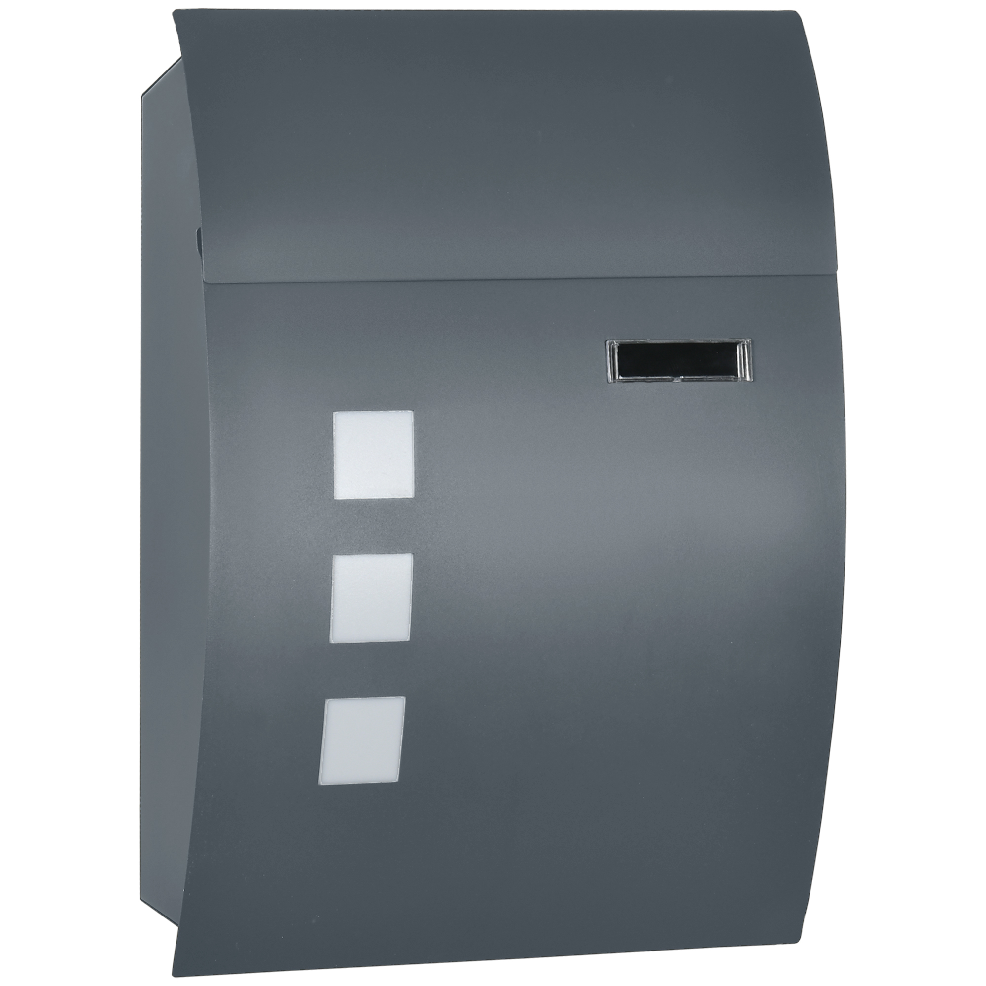 HOMCOM Briefkasten Postkasten mit Deckel, Schloss, Wandbriefkasten mit Sichtfenster Wasserloch aus Verzinktem Stahl, für Outdoor, 32 x 10 x 45 cm, Dunkelgrau   Aosom