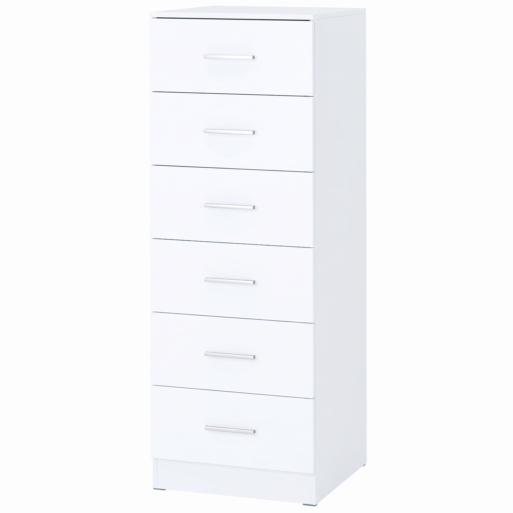 HOMCOM Kommode mit 6 Schubladen, Schubladenschrank mit Holzoptik, Moderner Kommodenschrank Sideboard, für Schlafzimmer, Wohnzimmer, Flur, 40 x 40 x 110 cm, Weiß Aosom