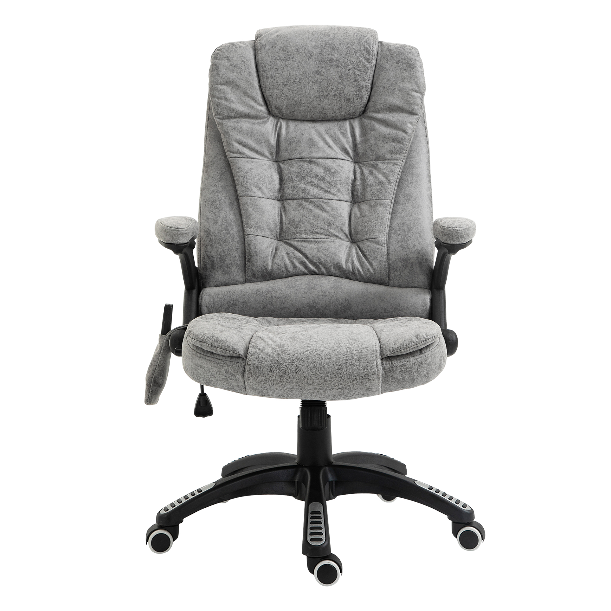 Vinsetto Bürostuhl mit Massage- und Wärmefunktion, ergonomisch, höhenverstellbar, reibungslos, 6 Massagepunkte, 68B x 72T x 110-120H cm, Grau Aosom