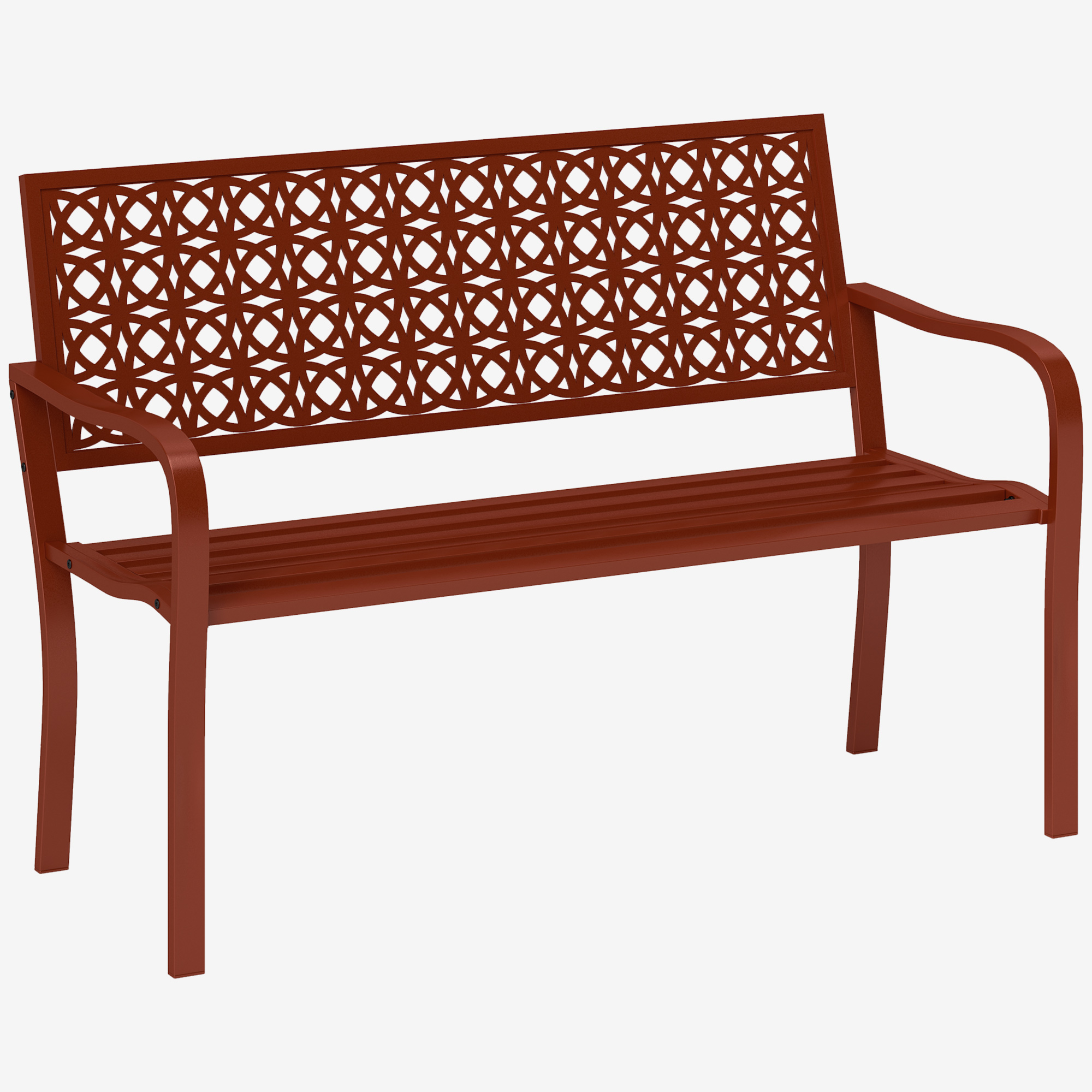 Outsunny 2-Sitzer Gartenbank, wetterfest Sitzbank, Gartenmöbel mit Rücken- & Armlehnen, Parkbank 240kg belastbar, Balkonbank für Balkon Terrasse, Garten, 127 x 63 x 85cm, Rot Aosom