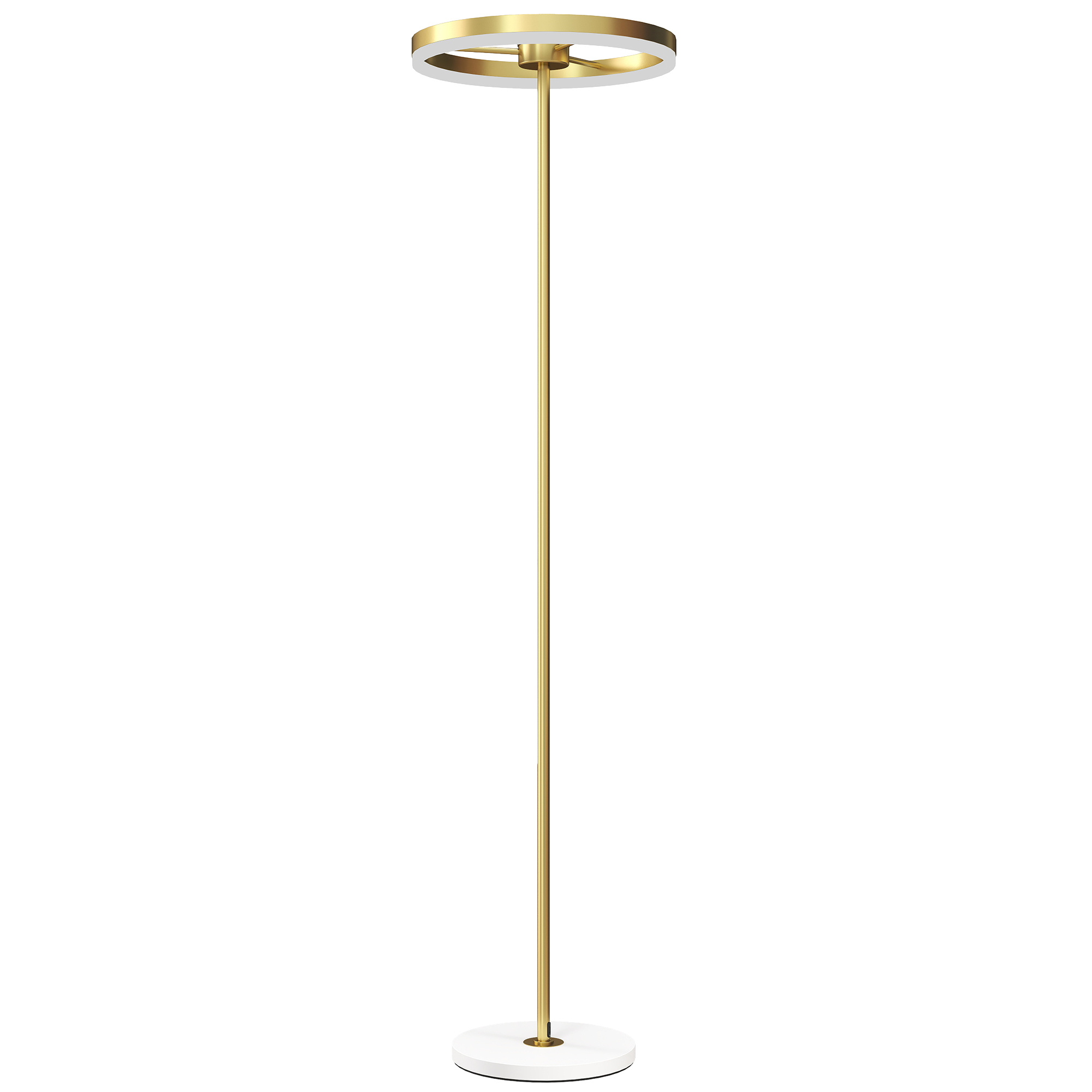 HOMCOM Stehlampe LED Wohnzimmer Dimmbar Stehleuchte mit 3 Lichtfarben, Fußschalter, Standleuchte mit Metallständer, Acrylschirm für Schlafzimmer, Büro Gold Aosom
