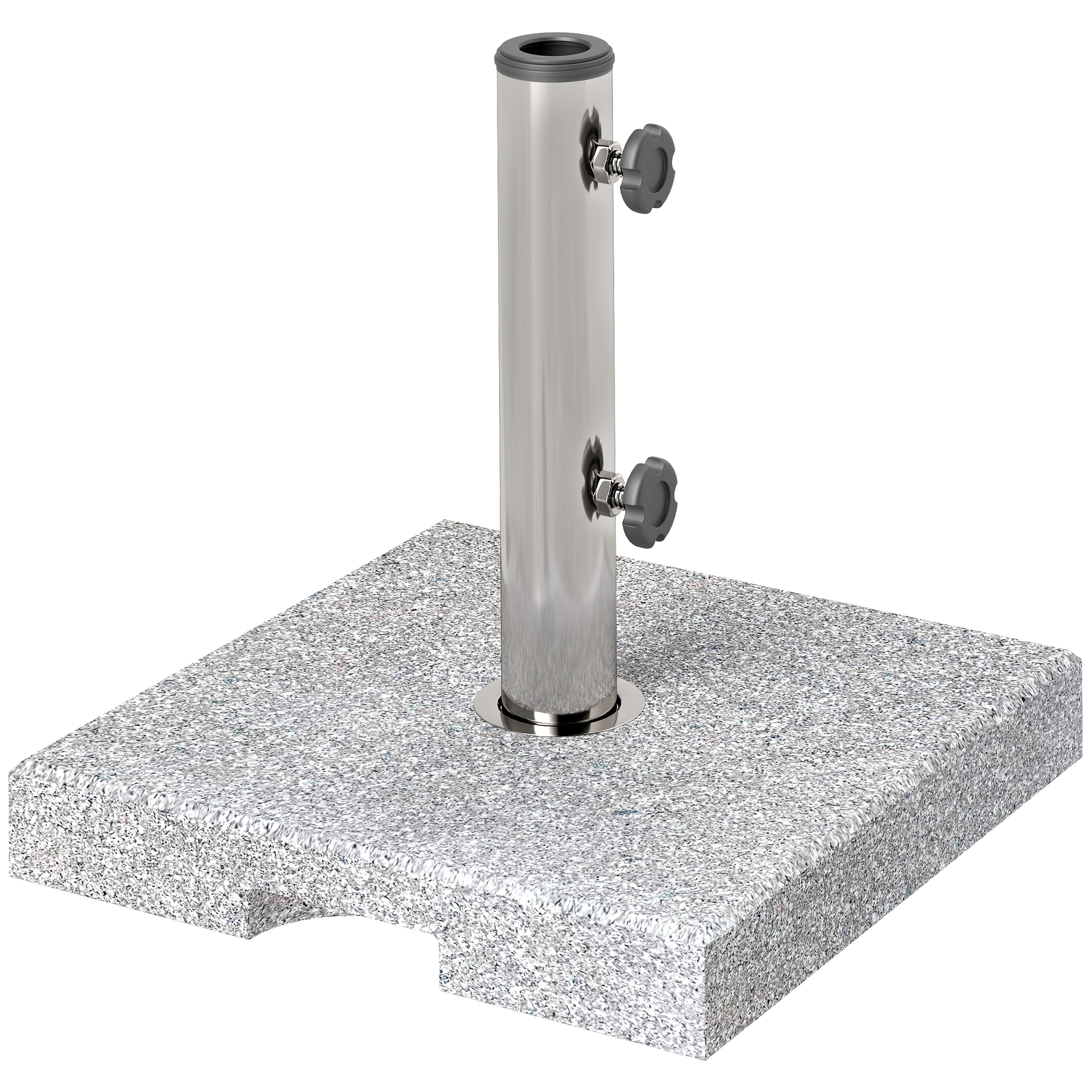 Outsunny Bază pentru Umbrelă din Granit 21 kg, Bază Pătrată pentru Umbrele de Exterior cu Mânere și 2 Butoane Reglabile, Ideală pentru Grădină, Patio, Marginea Piscinei, Gri | Aosom Romania