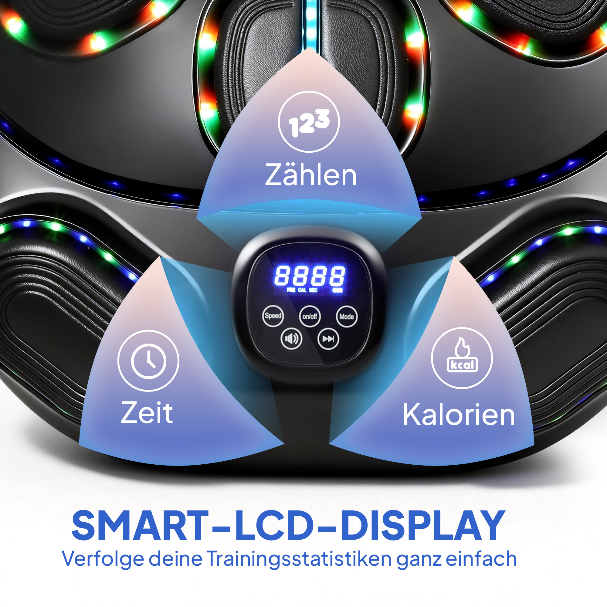 Muusikapoksimasin, elektrooniline LED-poksimasin kahe löögitsooniga, Bluetooth-kindad, 9 kiirust