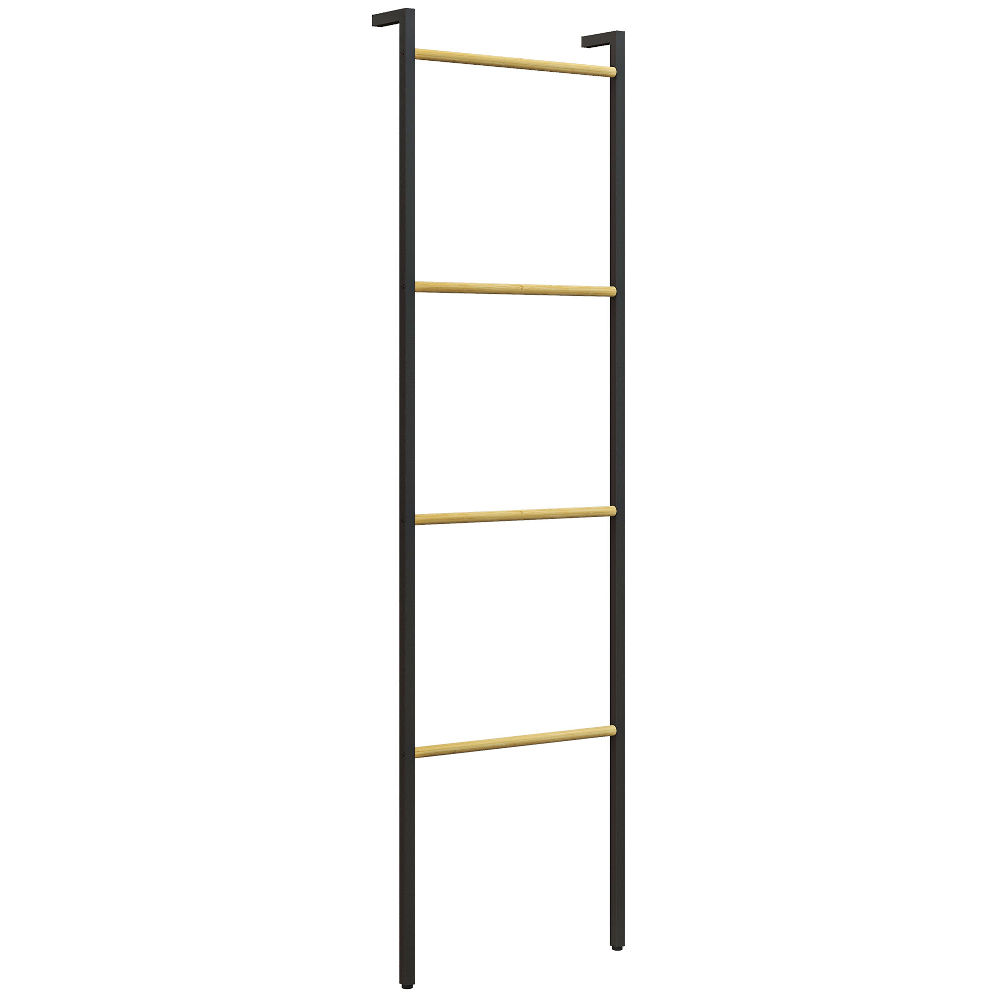 HOMCOM Handtuchleiter 49 x 167,5 cm Handtuchhalter mit 4 Stangen platzsparend für Badetücher Kleidung Decken Zeitungen aus Stahl Schwarz Aosom.de