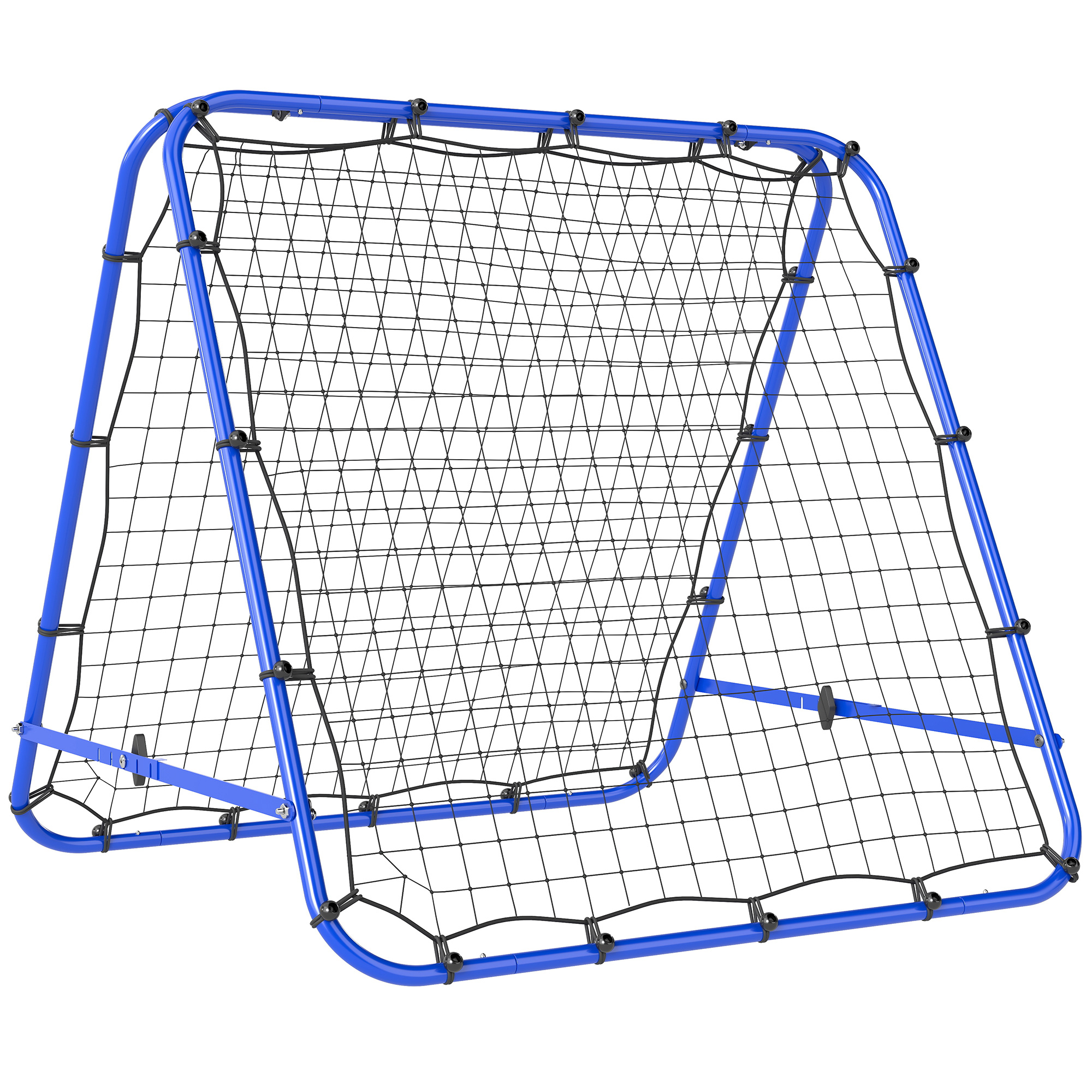 HOMCOM Fußball Rebounder Kickback Tor Rückprallwand Netz beidseitig verstellbar 5 Stufen Stahl Blau 100 x 95 x 90 cm für Training & Spiel   Aosom.de