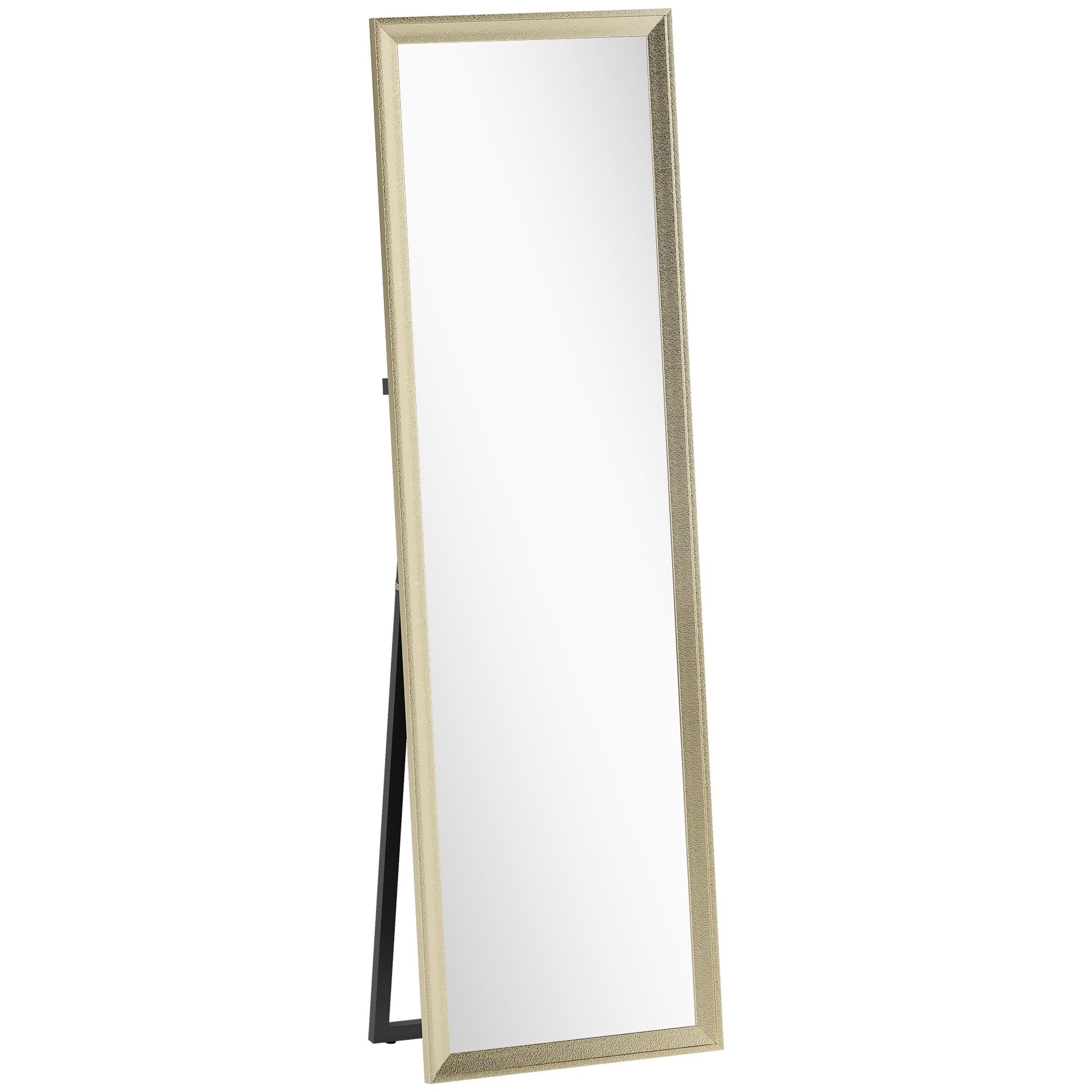 HOMCOM Ganzkörperspiegel 160 x 50 cm Rechteckig Standspiegel mit Metalloptik, Wandspiegel zum Anlehnen, Stehen, großer Spiegel für Flur, Wohnzimmer, Schlafzimmer, Gold Aosom