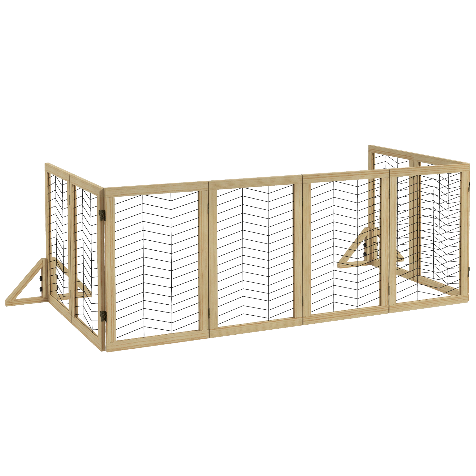 PawHut Hunde Absperrgitter Holz Türschutzgitter klappbar 8 Platten Treppenschutzgitter 375x44x70cm für Sicherheit im Zuhause   Aosom.de