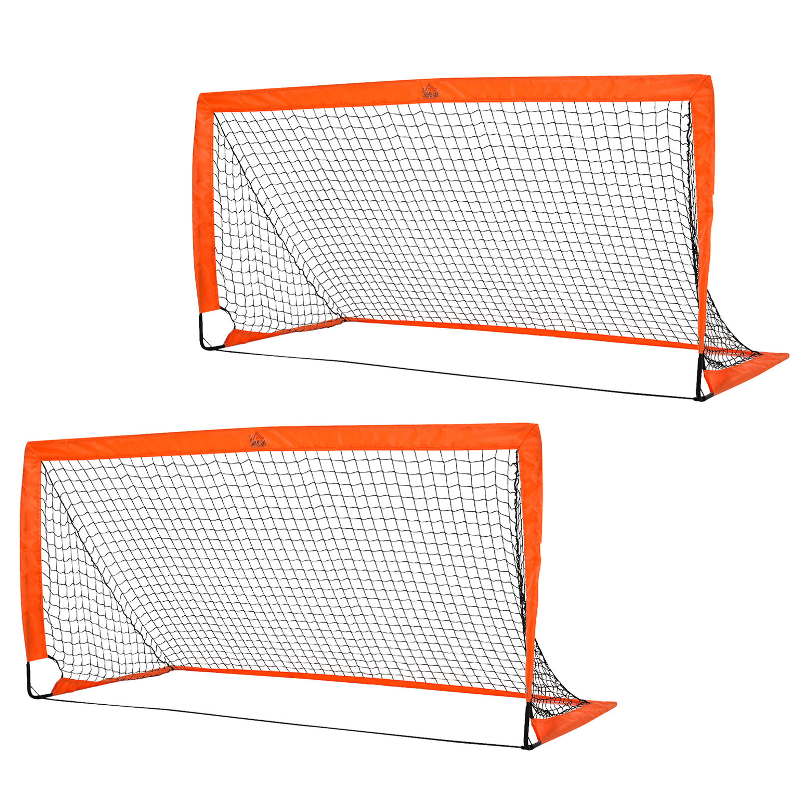 HOMCOM Fußballtore 2er Set Faltbare Minitore aus Metall mit Oxfordstoff für Kinder Outdoor in Orange 183 x 90 x 90 cm Aosom.de