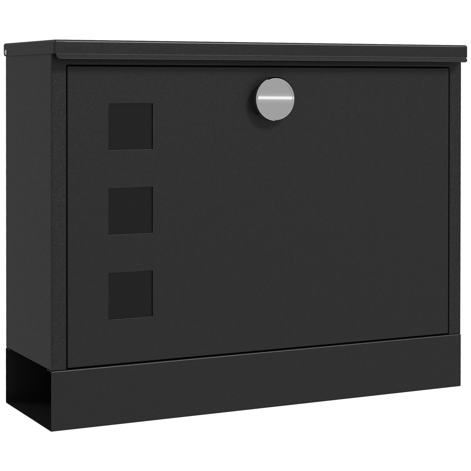 HOMCOM Postkasten Schwarz mit Zeitungsfach, Metall mit Sichtfenster, wasserabweisend, 2 Schlüssel, 36,5x11,5x29cm   Aosom.de