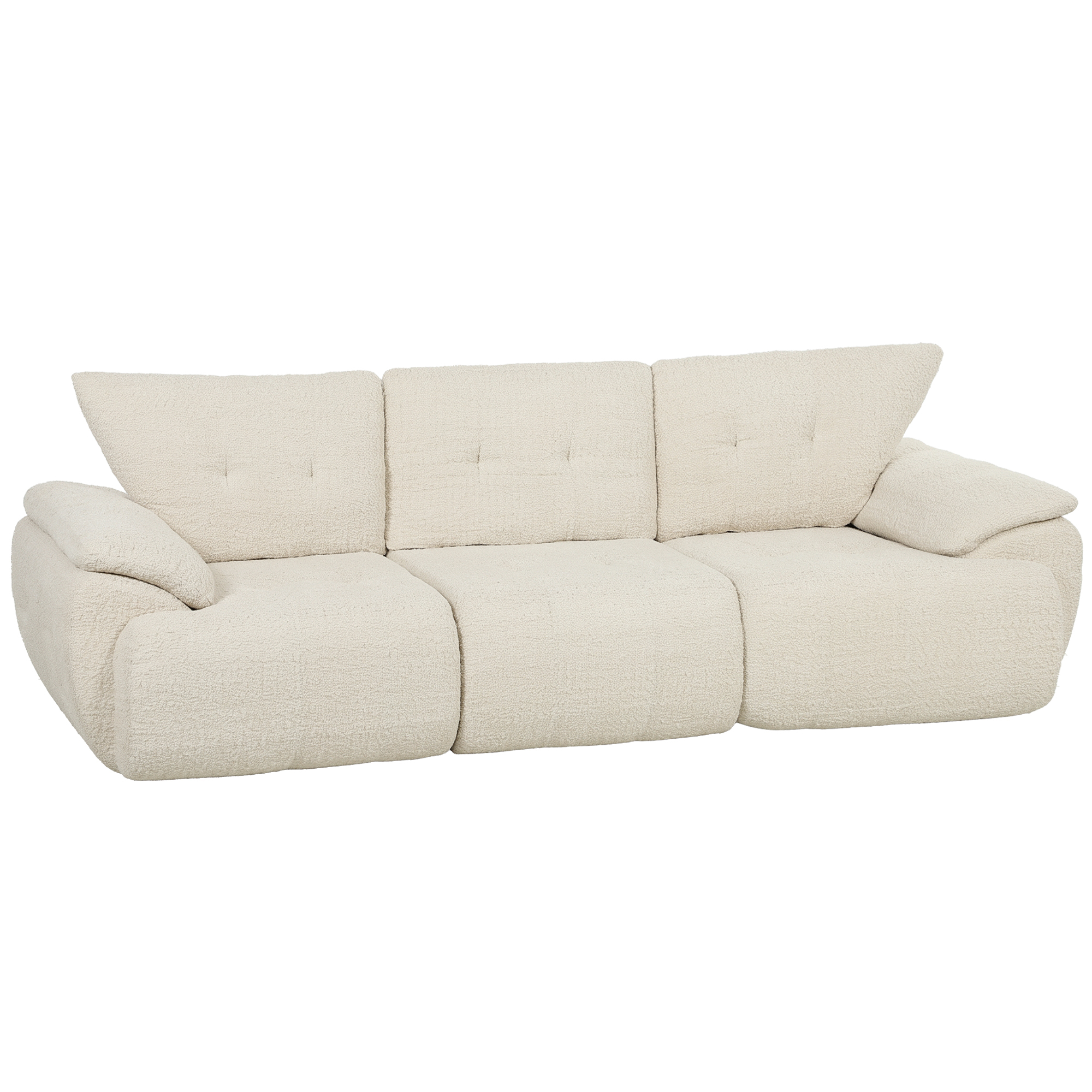 HOMCOM 3-Sitzer Sofa, 260 cm Couch mit Breiten Armlehnen, Bequemes Loungesofa mit Chenille-Optik, Gepolstertes Polstersofa für Wohnzimmer, Schlafzimmer, Cremeweiß Aosom