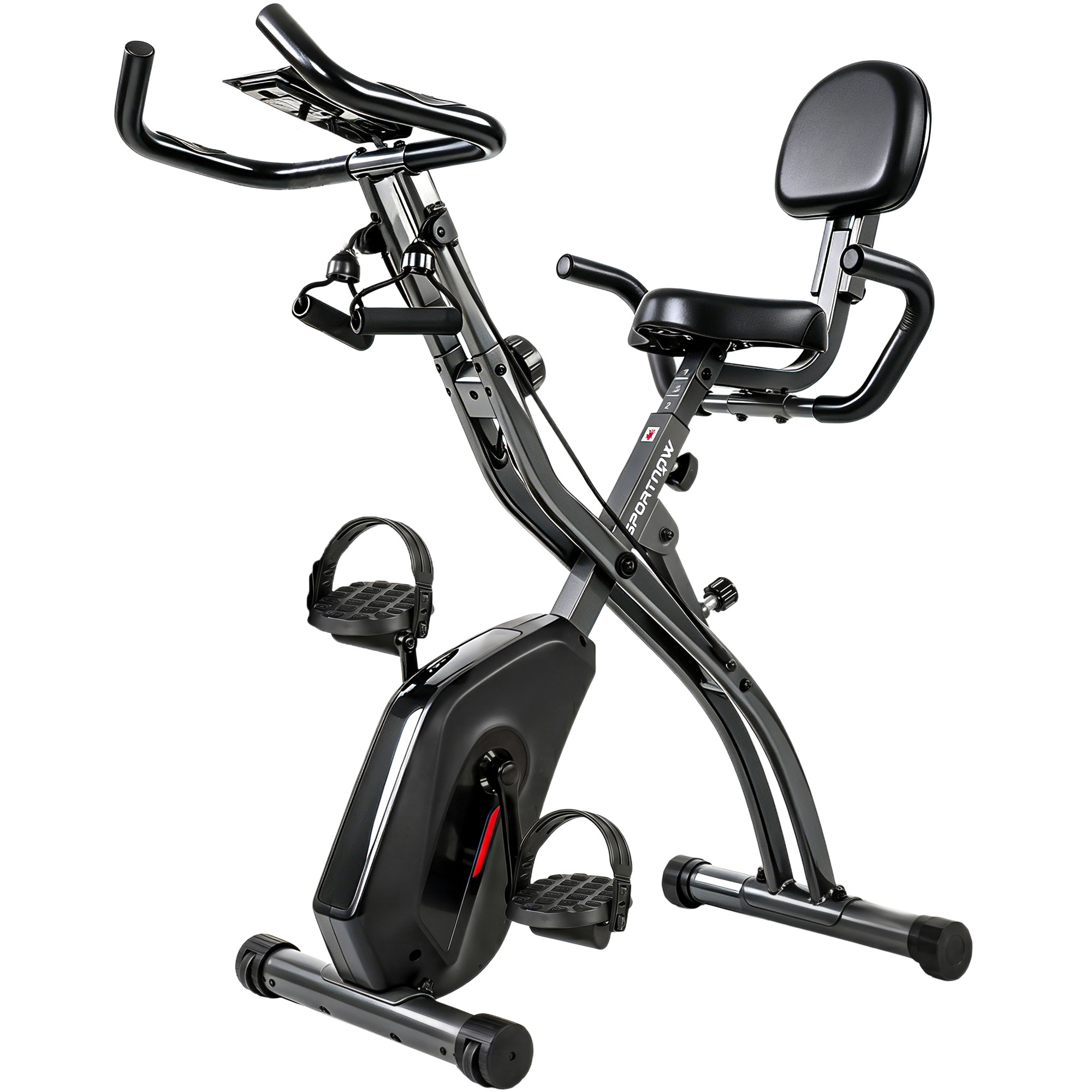 SPORTNOW 3 in 1 Heimtrainer Fahrrad Klappbar Leise Liegeergometer mit LCD Monitor Bluetooth Herzfrequenz Sensor Widerstandsband Senioren Hometrainer Fahrrad mit verstellbar Sitz Ergometer Heimtrainer Aosom