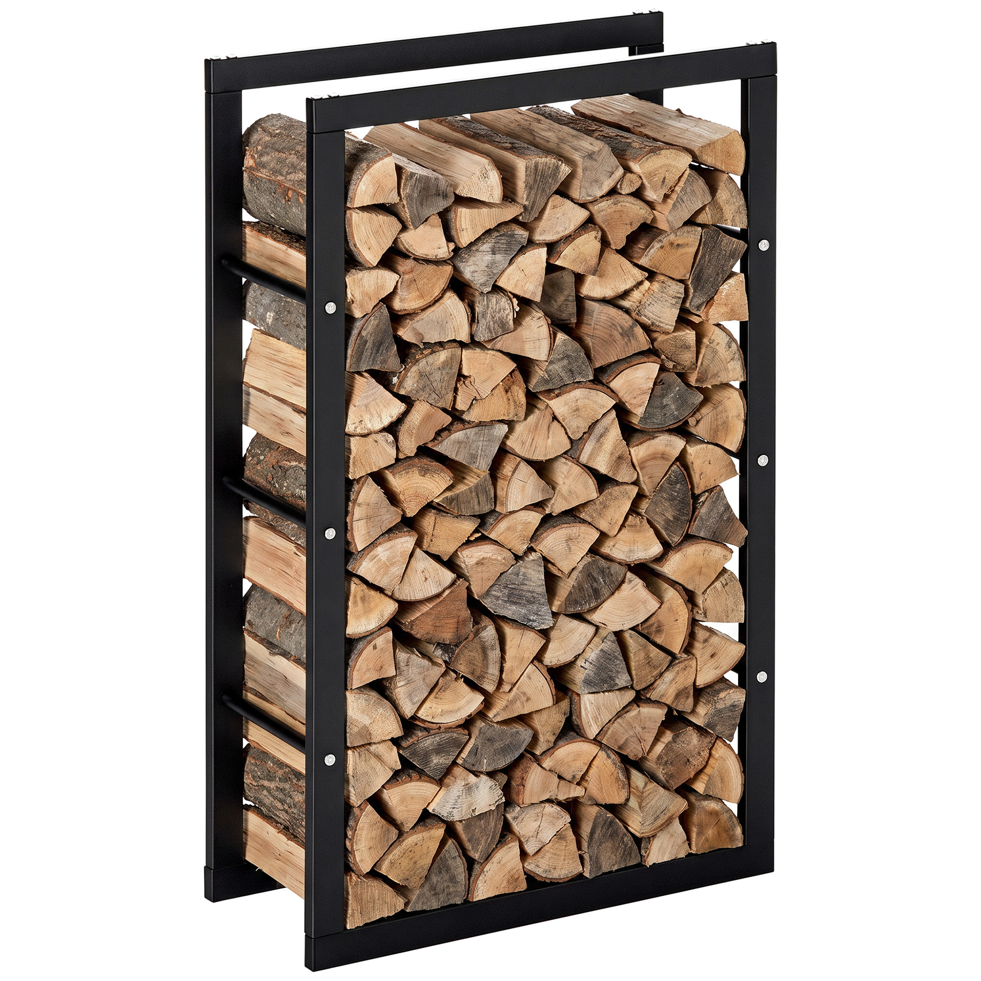 HOMCOM Range bûches Etagère porte bois de cheminée porte-bûches design contemporain charge max. 100 Kg dim. 60L x 25l x 100H cm métal noir HOMCOM Range bûches Etagère porte bois de cheminée porte-bûches design contemporain charge max. 100 Kg dim. 60L x 25l x 100H cm métal noir