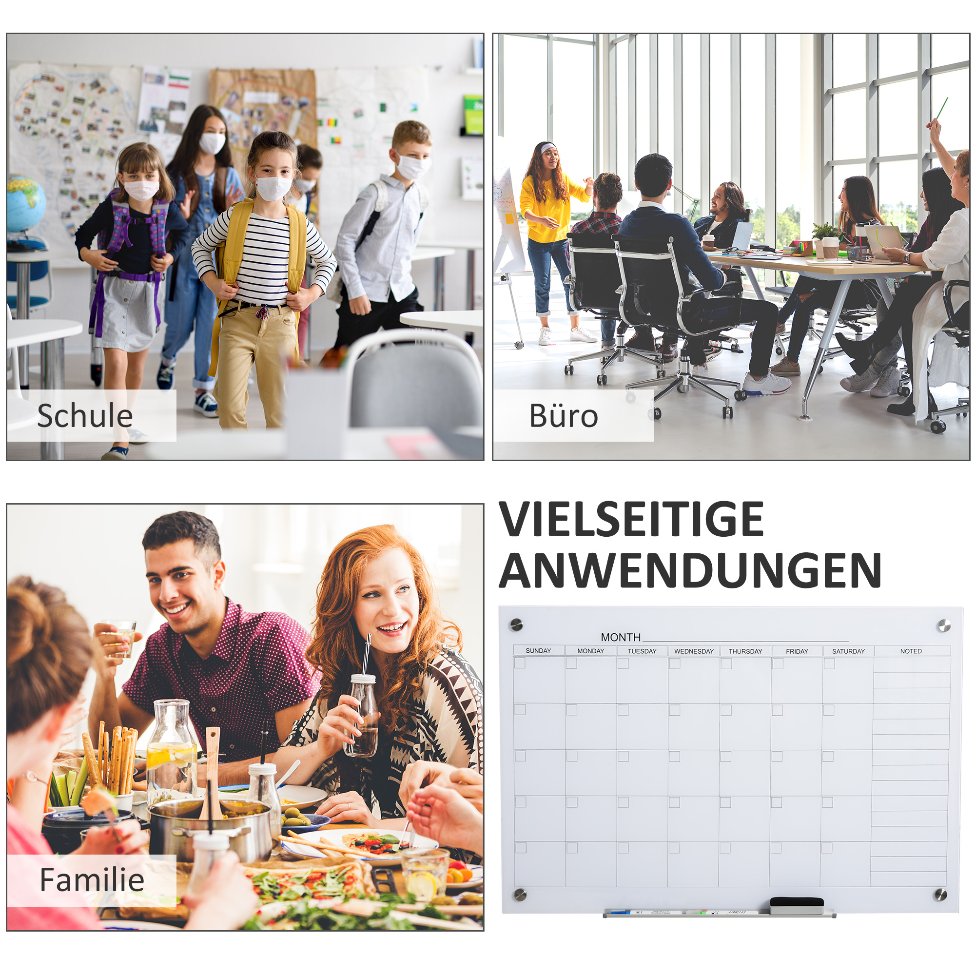 Valge tahvli kalender 90 x 60 cm seinakalender pliiatsialusega, kuivkustutatav nädalaplaneerija 4 pliiatsi, kustutuskummi ja kuukalender kontorisse, kooli kööki ja koju