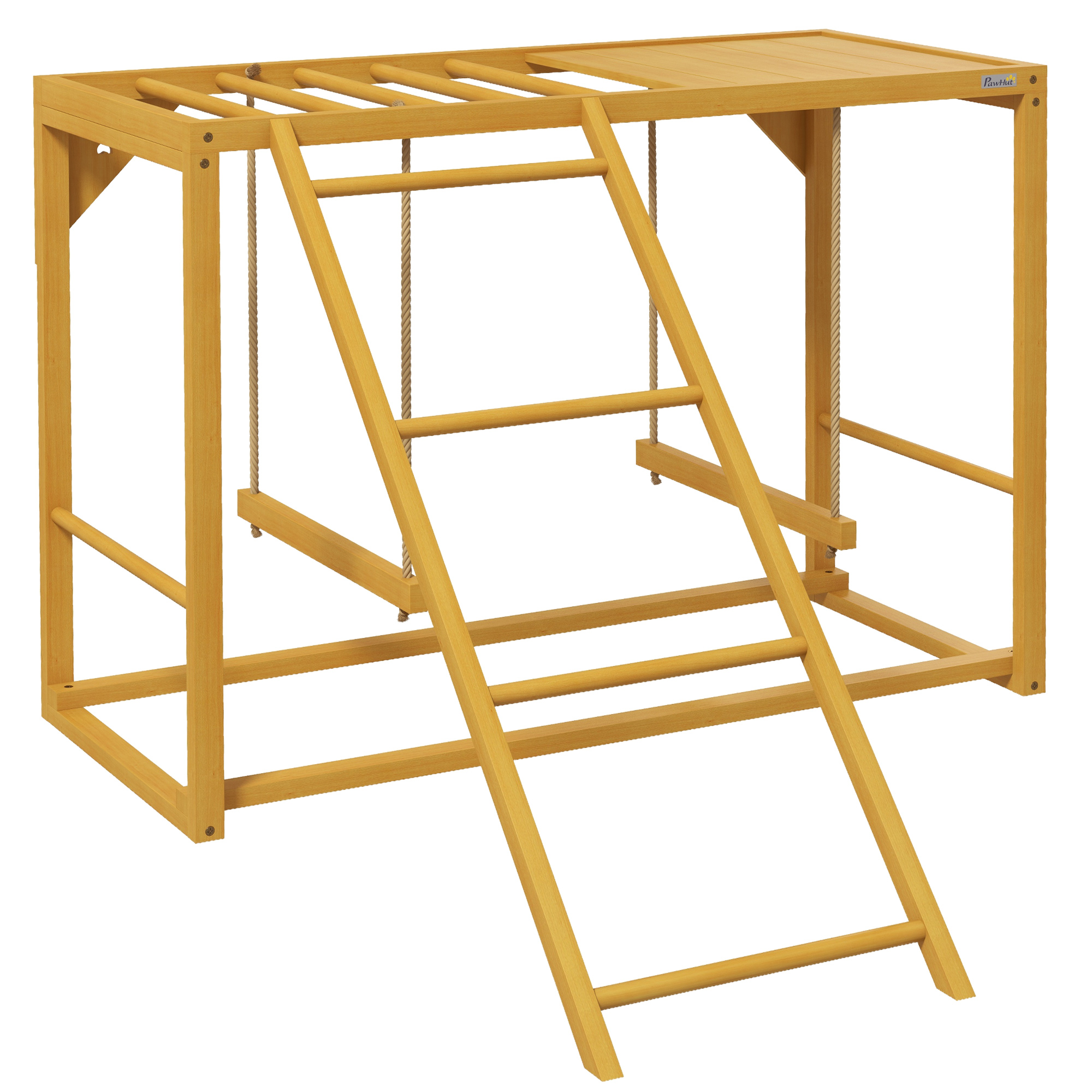 PawHut Hühner-Spielgerüst aus Holz, Spielplatz für Hühner mit Schaukeln und Leiter Hühner-Klettergerüst für 3-4 Hühner Naturholz Aosom