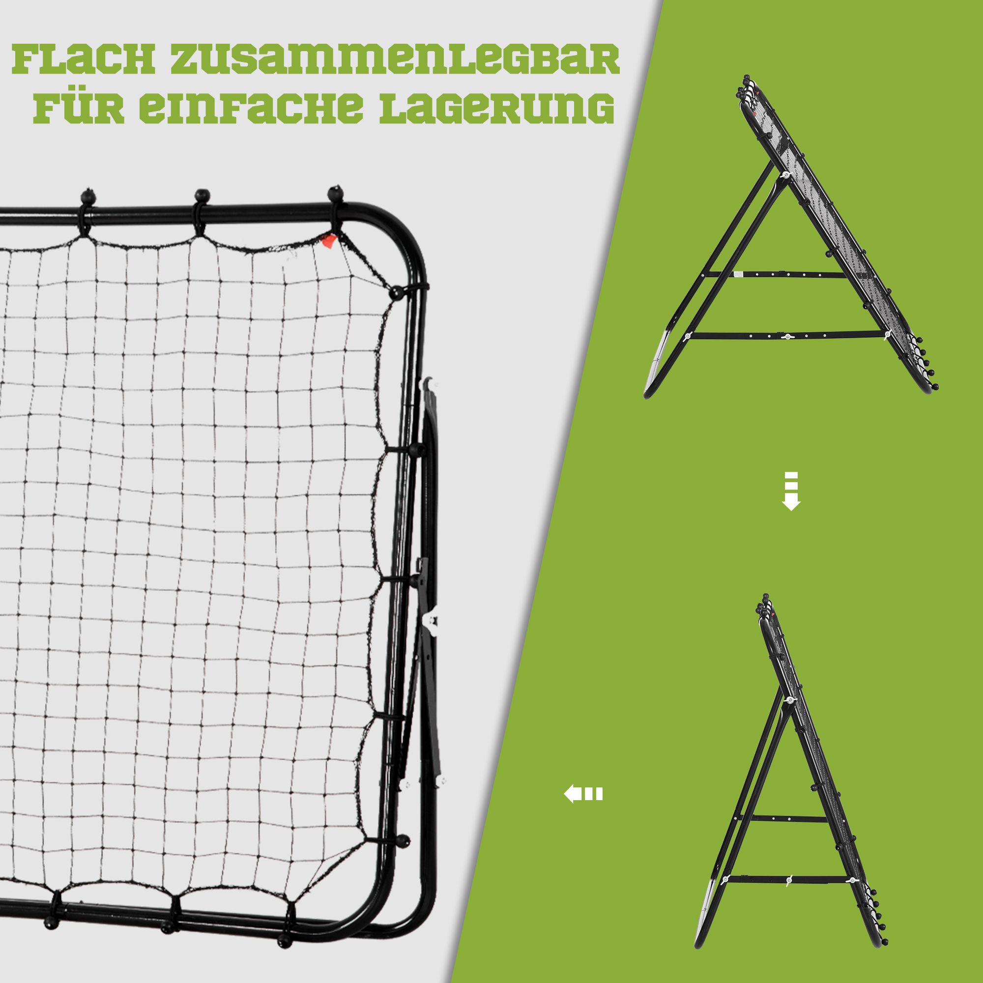 Jalgpallivärav, 84 x 84 cm, pidevalt reguleeritava nurga ja tagasilöögiseinaga, jalgpallivärav noortele viske-, söötmis- ja pallivaldamise treeninguteks.