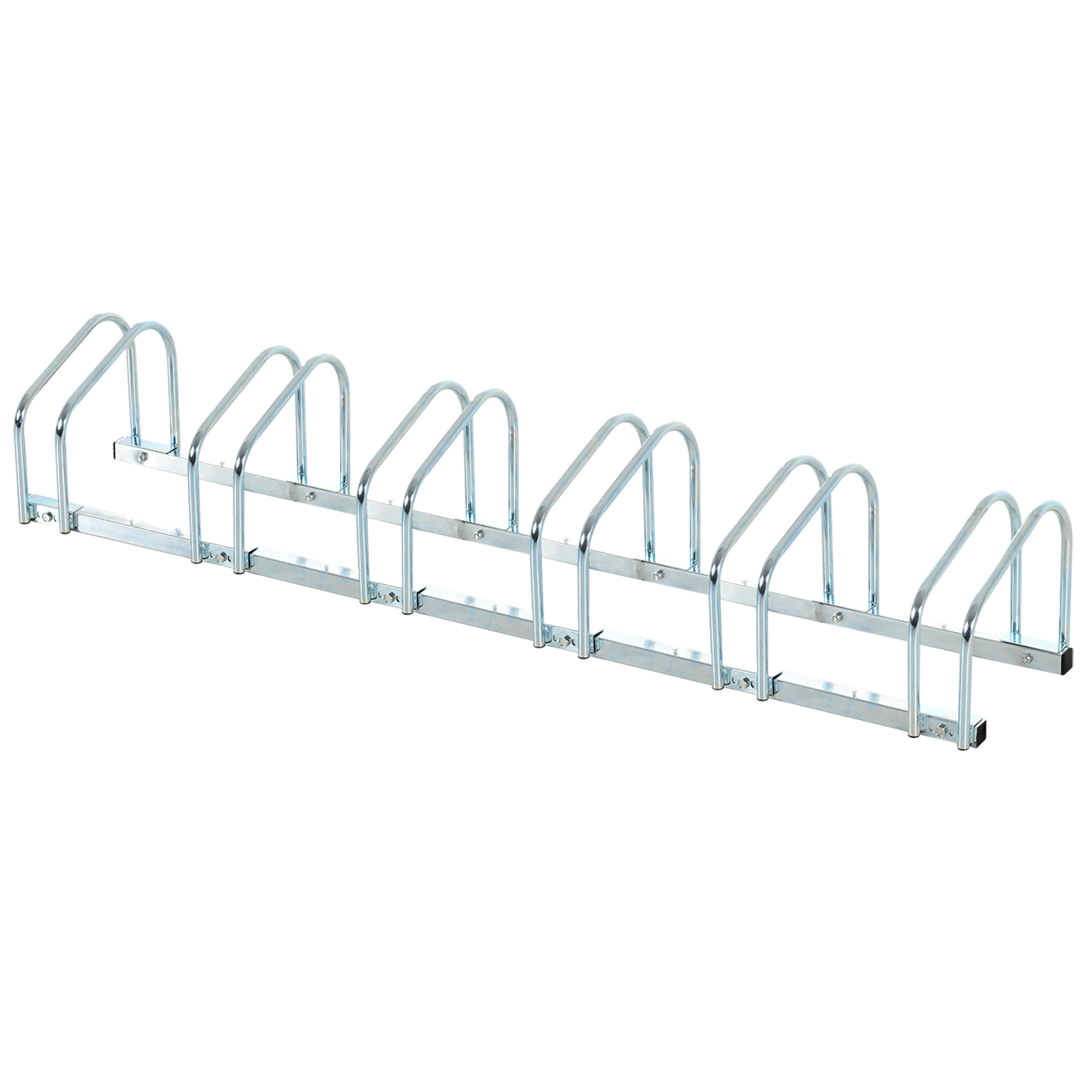 HOMCOM Fahrradständer für bis zu 6 Räder wetterfest langlebig Boden- & Wandmontage aus Stahl Silber 179x33x27cm   Aosom.de