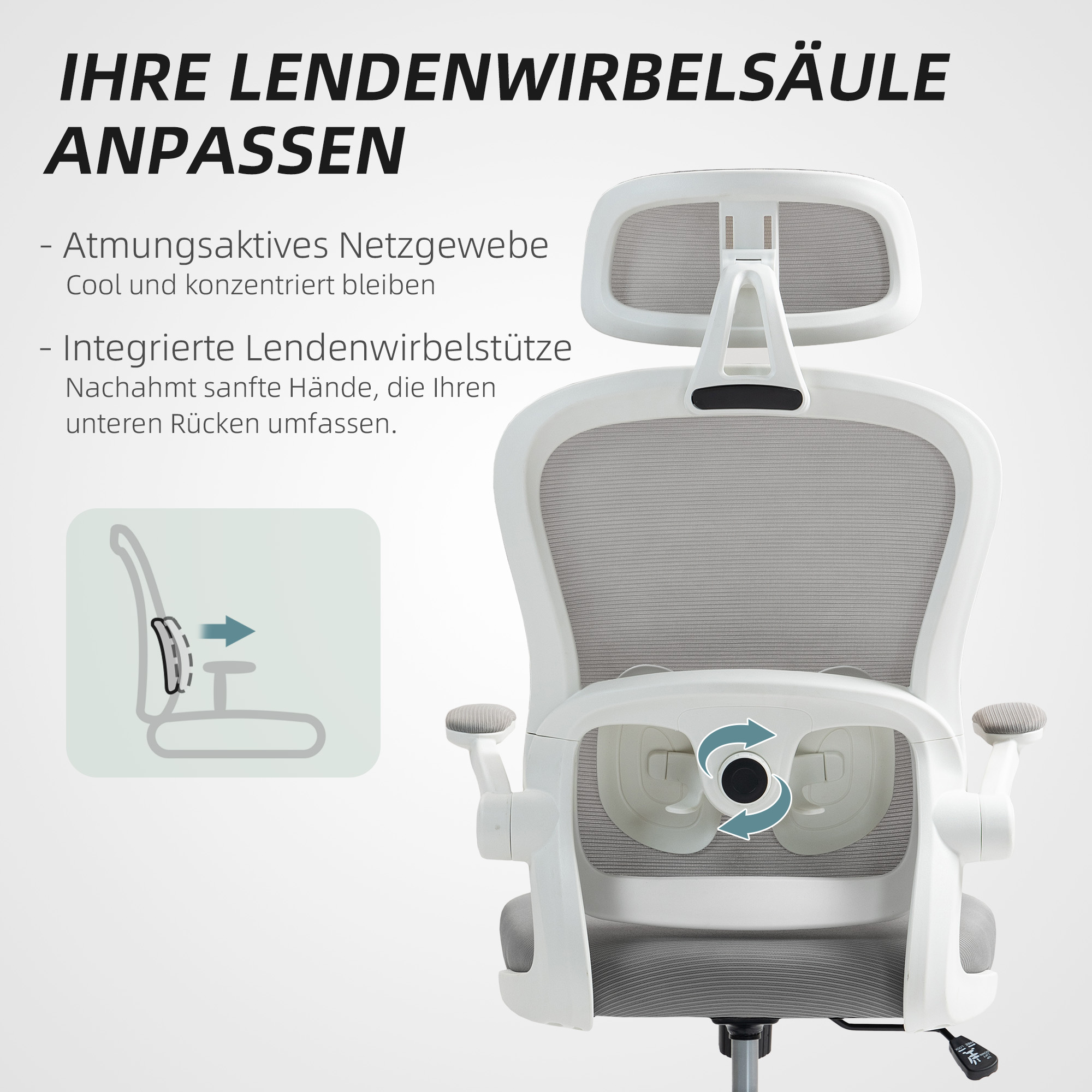 Ergonoomiline kontoritool võrgust seljatoega, kõrguse reguleerimise võimalusega, kokkuklapitavad käetoed, 5 ratast, kiikfunktsioon, hall