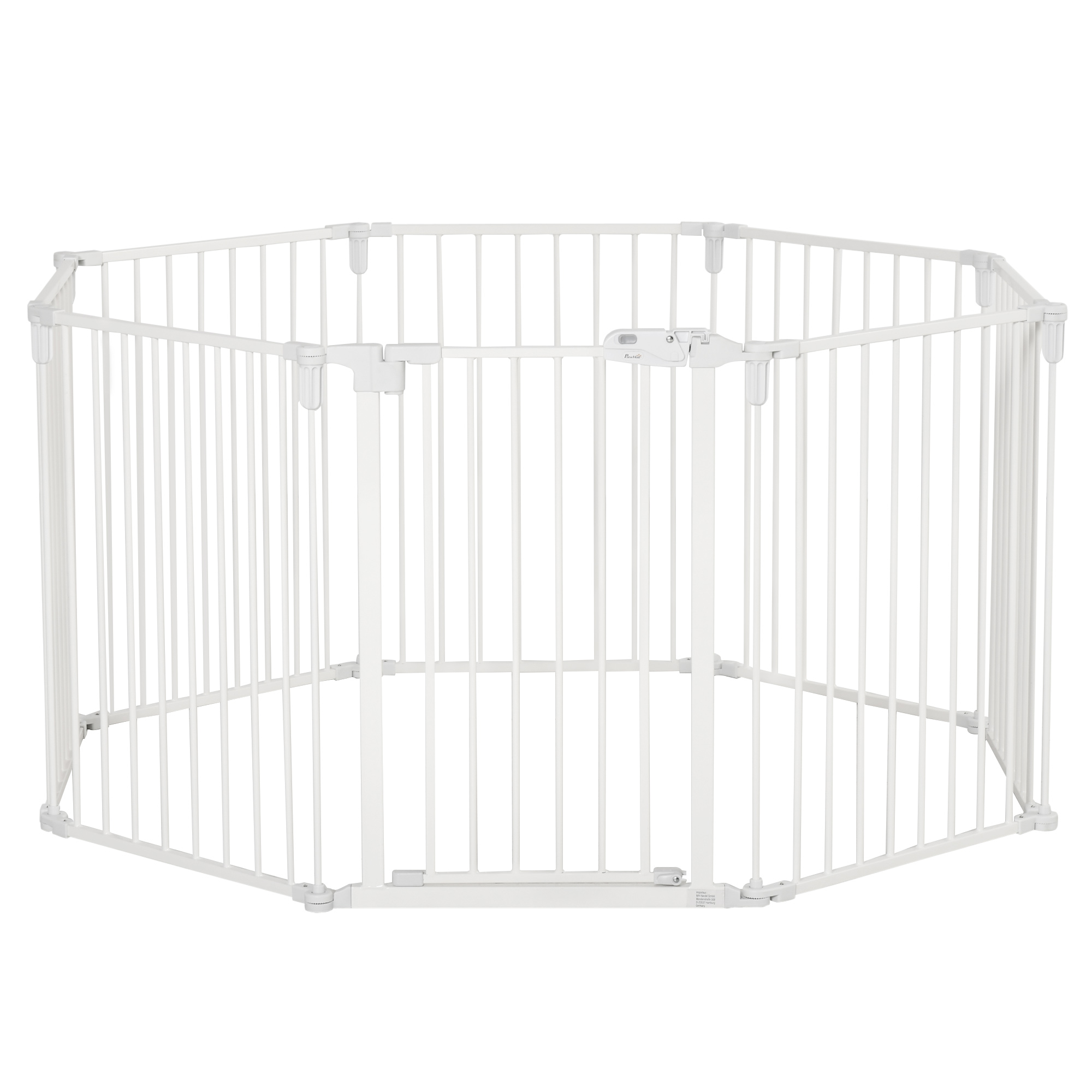 Pawhut - Welpenauslauf Freigehege für Hund Schutzgitter mit Tür Kaminschutzgitter flexible klappbar 8 Paneele je 60 x 76 cm Weiß - Weiß
