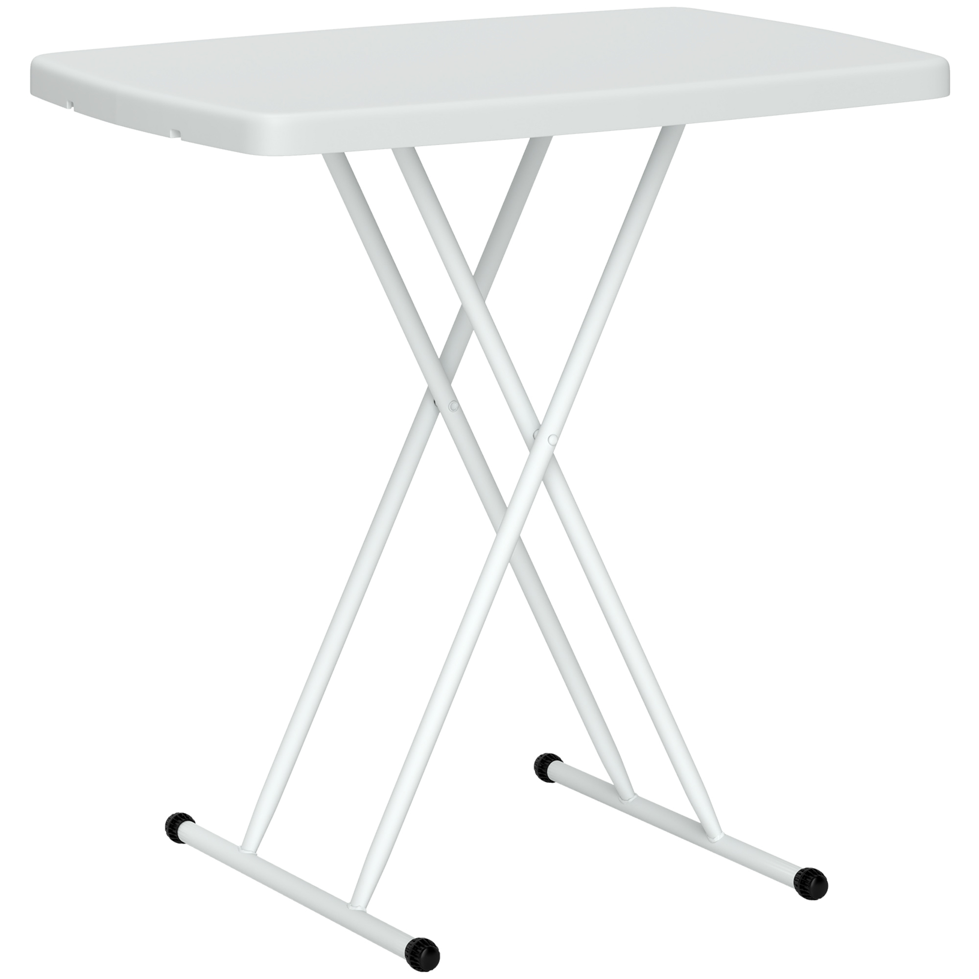 Outsunny Beistelltisch Garten höhenverstellbar Gartentisch, klappbar Balkontisch aus Kunststoff, rechteckig Kaffeetisch 50kg belastbar, 76x50x74H cm Sofatisch für Outdoor Indoor Balkon Terrasse Weiß   Aosom