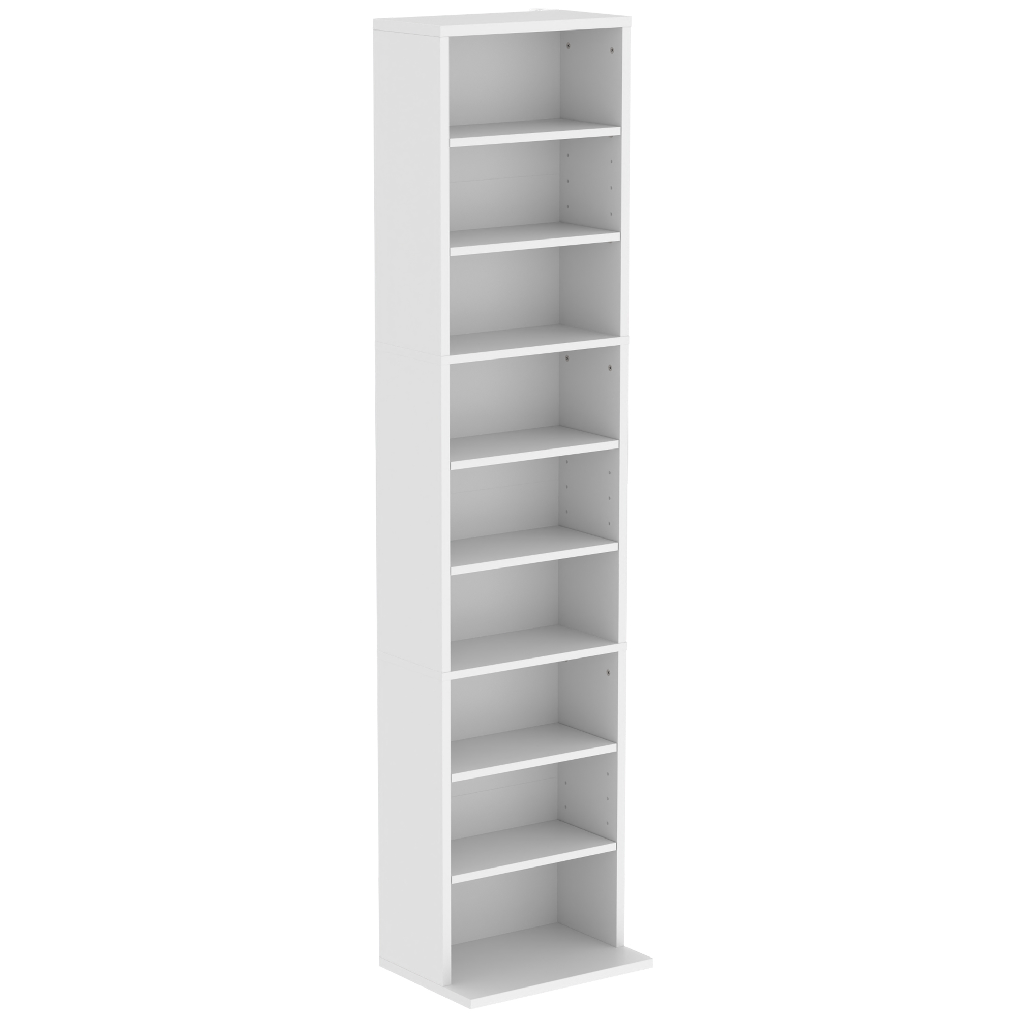 HOMCOM CD-/DVD-Regal, 9 Ebenen, schmales Standregal mit 6 verstellbaren Böden, für 260 CDs oder 120 DVDs, Weiß Aosom