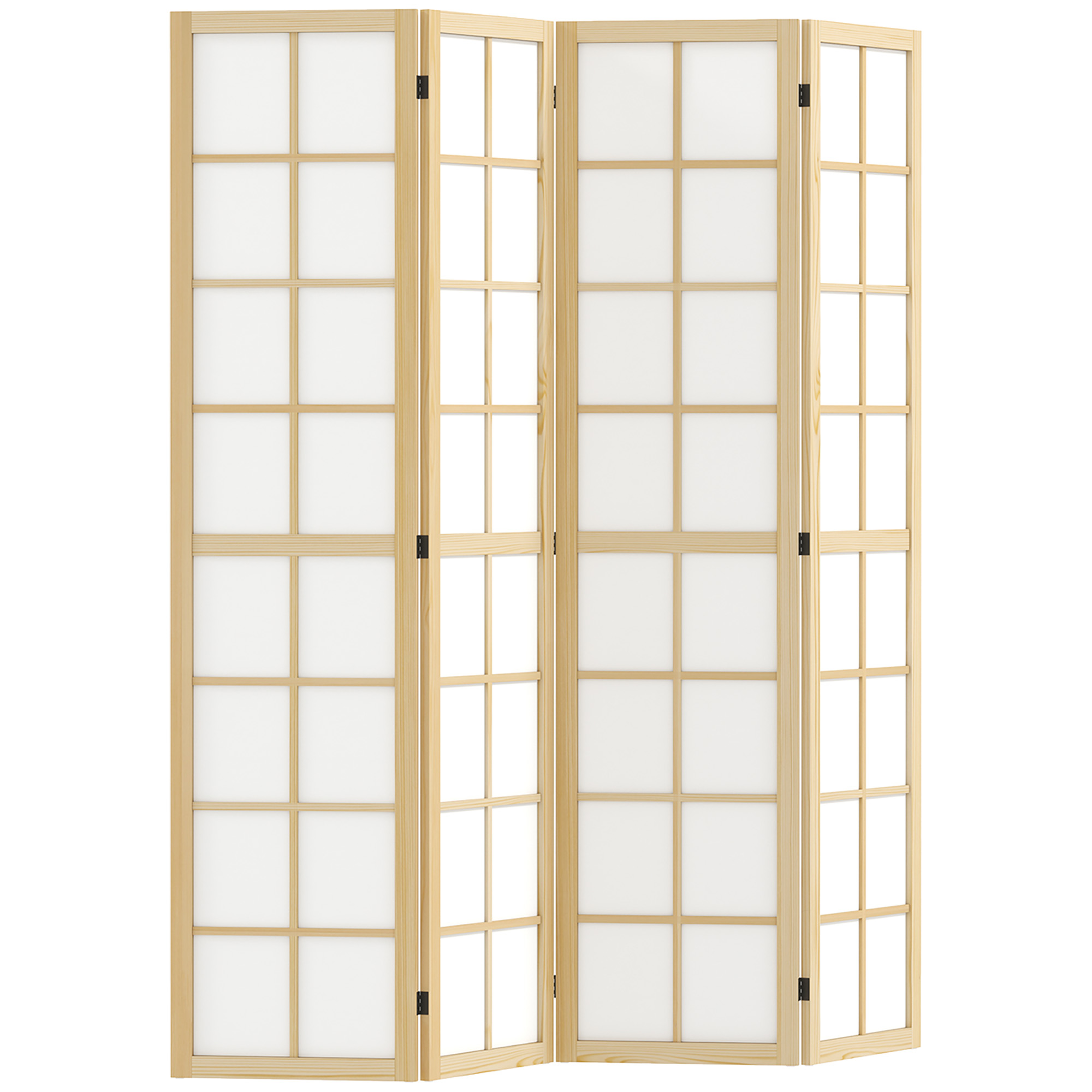 HOMCOM Paravent 4-teilig 160 x 170 cm Trennwand Raumteiler, Faltbar Raumtrenner Sichtschutz Stellwand für Wohnzimmer Natur   Aosom