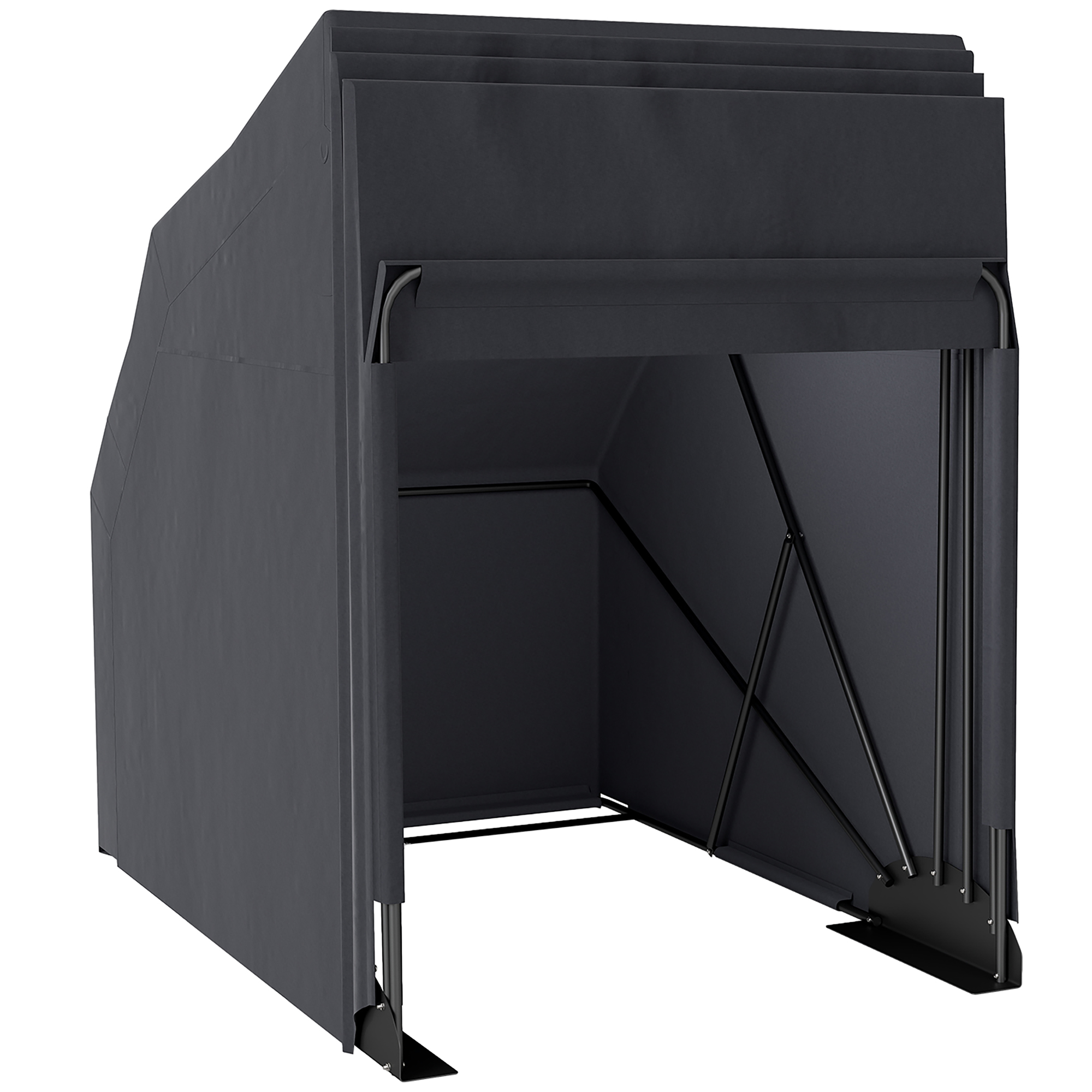 Outsunny Motorrad Abdeckplane Faltbar Outdoor Motorradabdeckung mit Fenster Wasserdicht Motorradgarage Oxford Stoff Motorradplane Abdeckung für 2 Motorräder Motorroller 345cmx135cmx191cm Schwarz Aosom