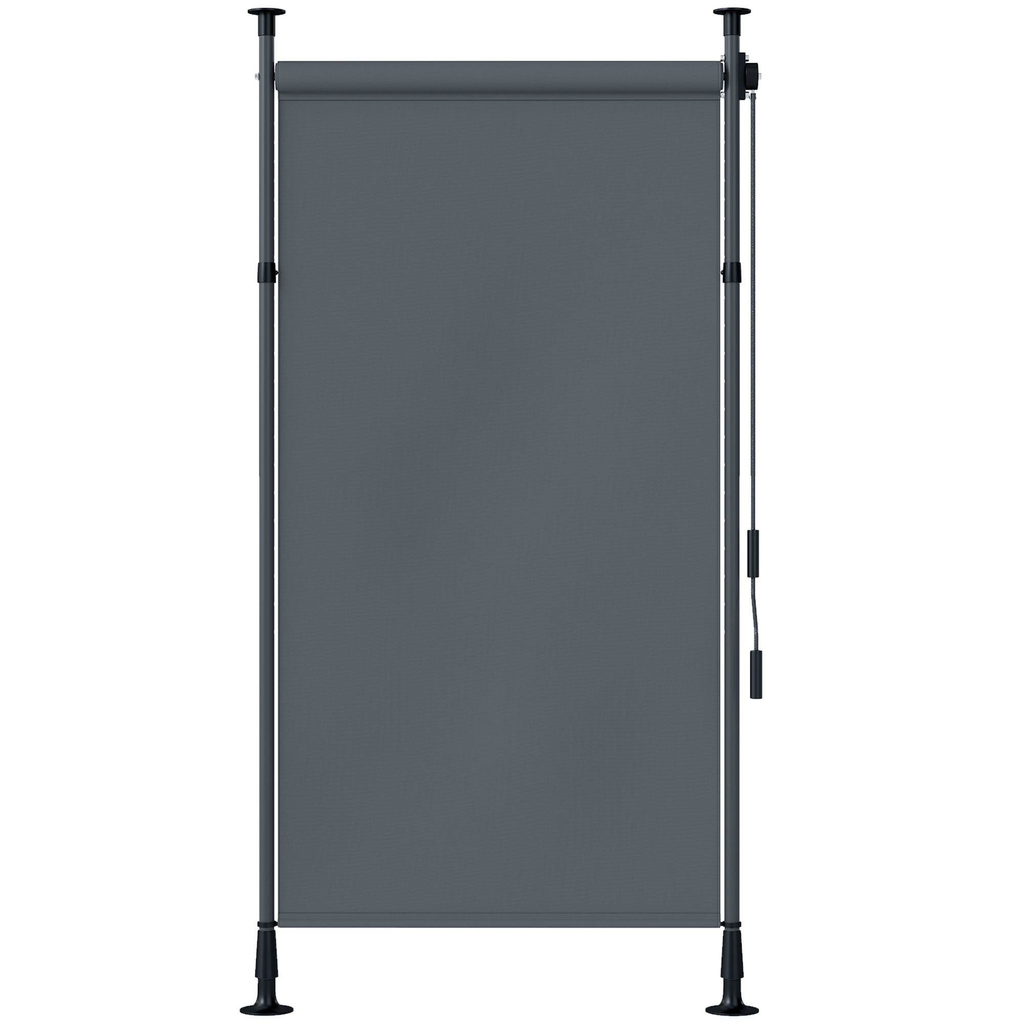 Outsunny Senkrechtmarkise Balkonrollo 150 x 220-310cm mit Kurbel, wetterfestes Balkonsichtschutz aus Polyester in Dunkelgrau für Garten   Aosom.de