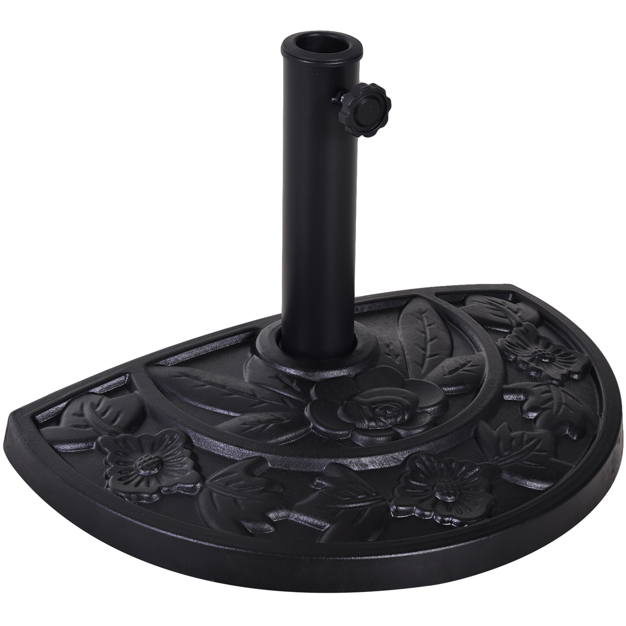 Outsunny Baza pentru Umbrela Semicirculara de O38 mm si O48 mm cu Manivela, 50x31x32 cm, Negru | Aosom Romania
